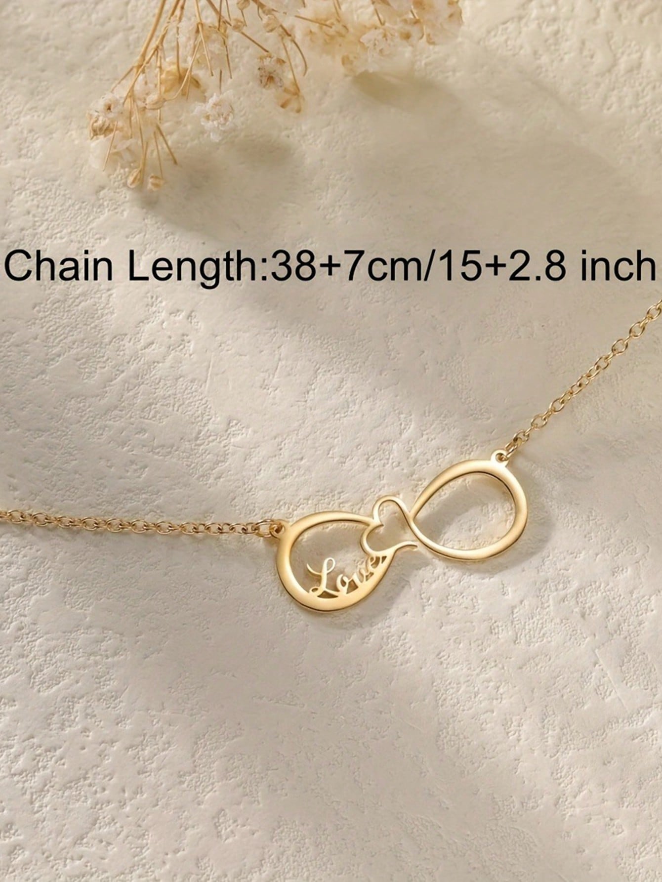 Personalized Infinity Heart Name Necklace, Gold Stainless Steel Fashion Pendant Jewelry for Women