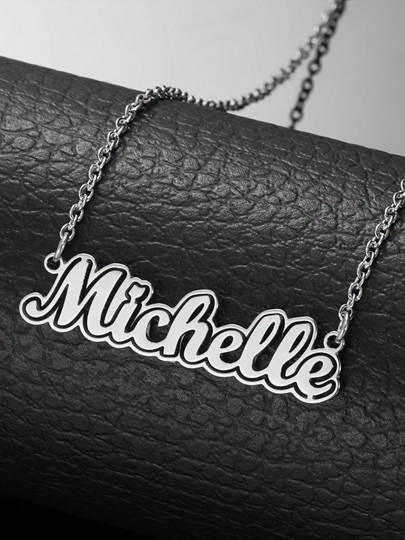 Personalized Hollow Name Necklace, Stainless Steel Outline Line Fashion Jewelry for Women