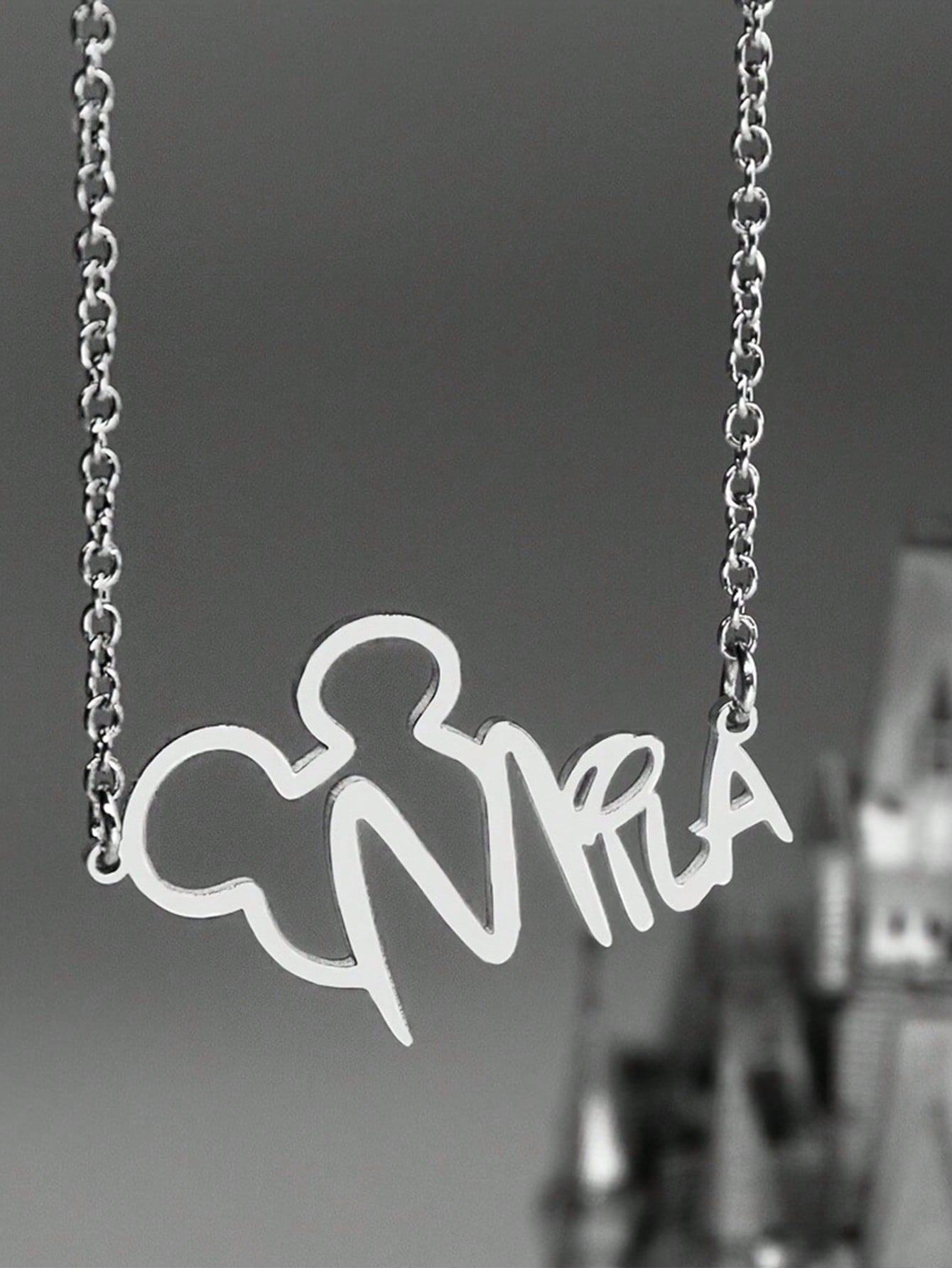 Custom Name Necklace, 18K Gold Plated Stainless Steel Cute Cartoon Character Jewelry for Women