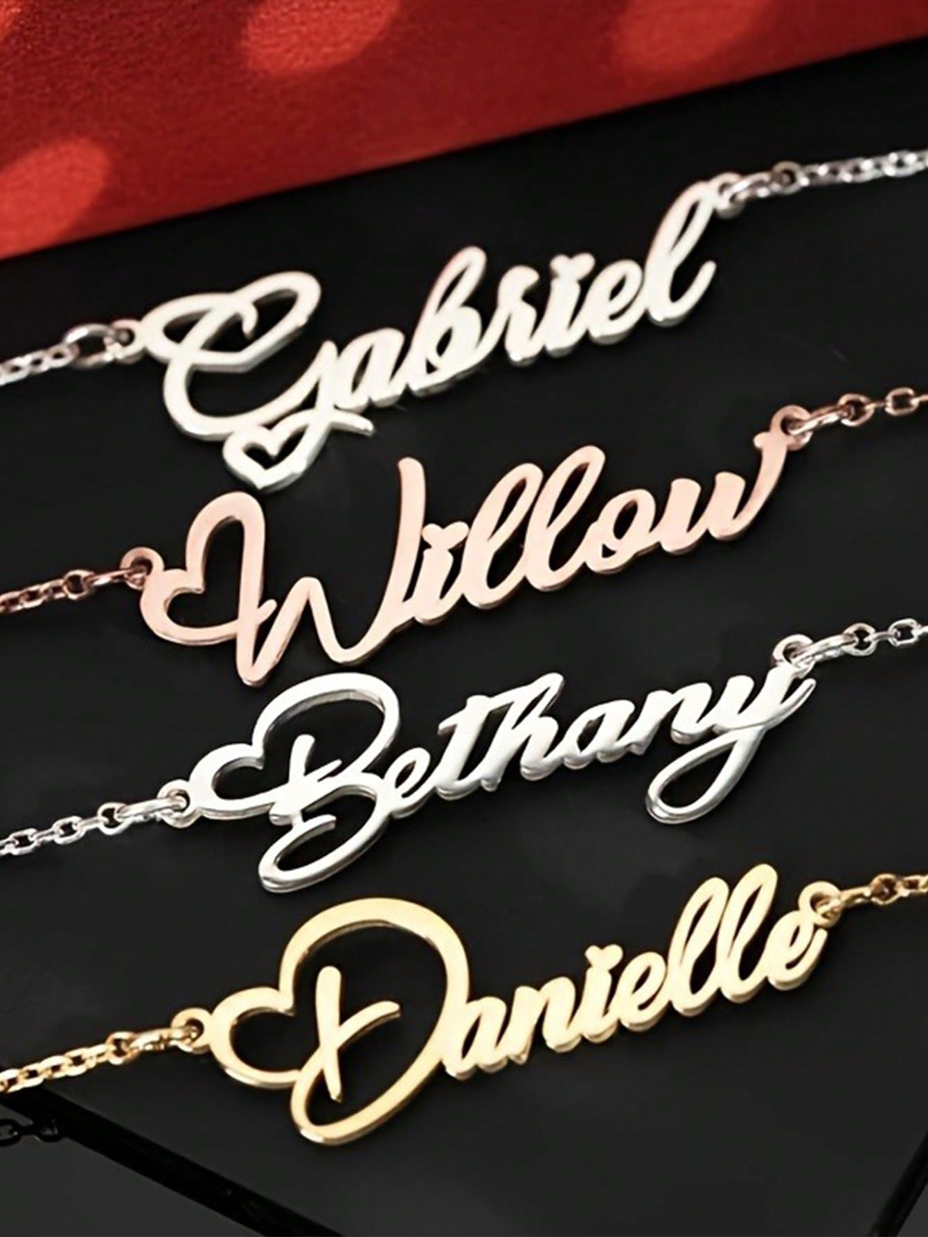 Personalized Heart Name Necklace, Minimalist Stainless Steel Pendant Fashion Jewelry for Women