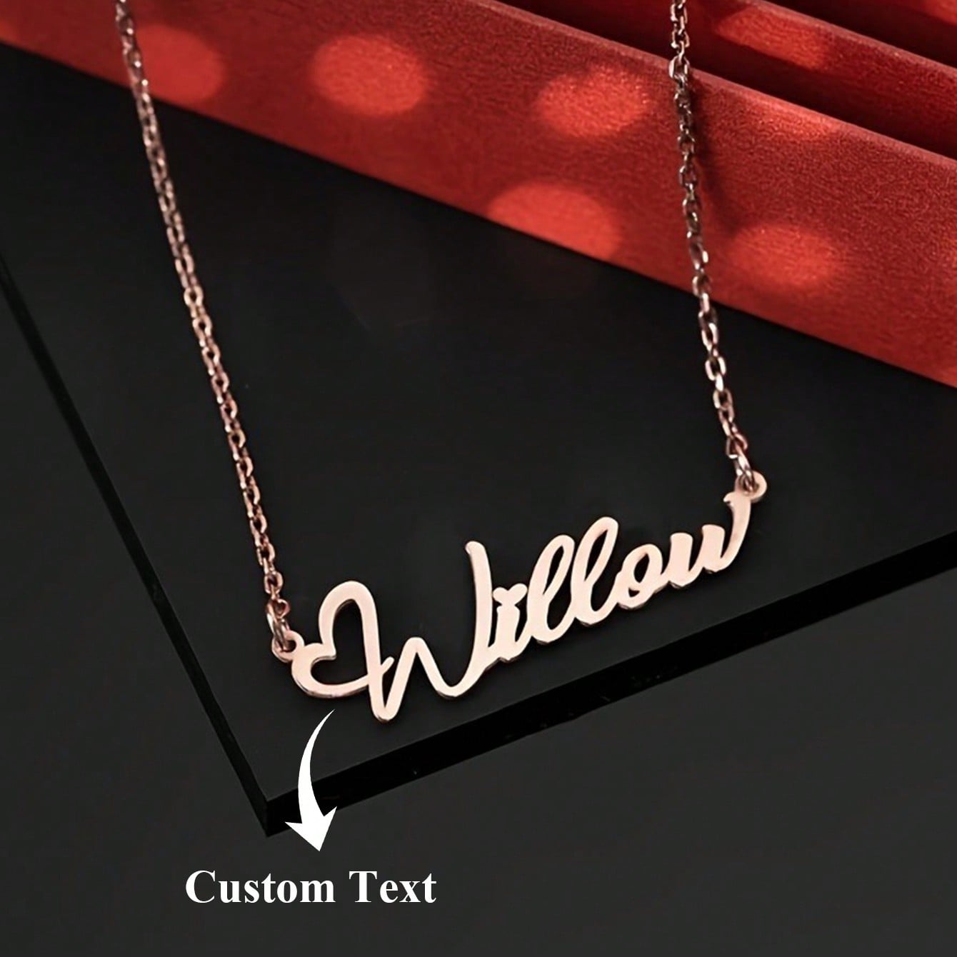 Personalized Heart Name Necklace, Minimalist Stainless Steel Pendant Fashion Jewelry for Women