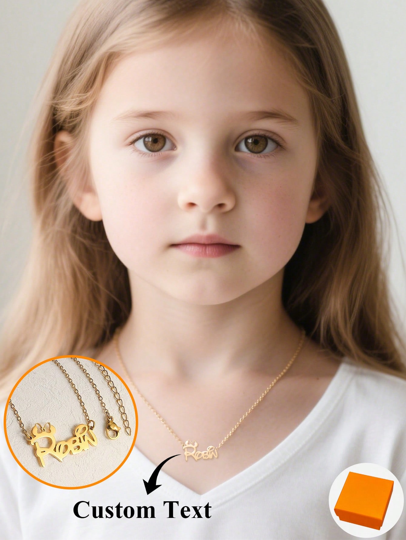 Cute Bow Custom Name Necklace, Personalized Cartoon Stainless Steel Nameplate Pendant for Women