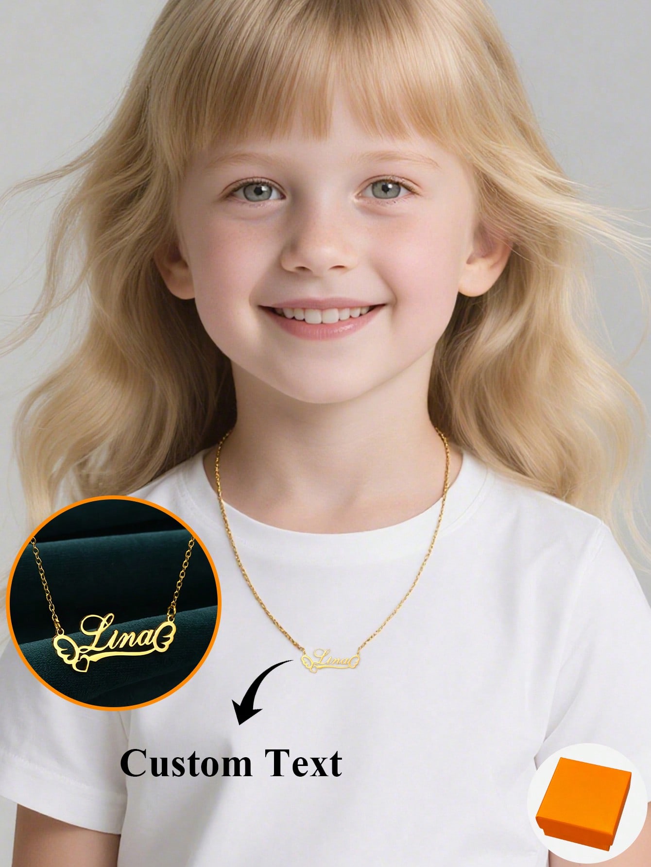Personalized Stainless Steel Wing Name Necklace with Elegant Heart Ribbon Pendant for Women