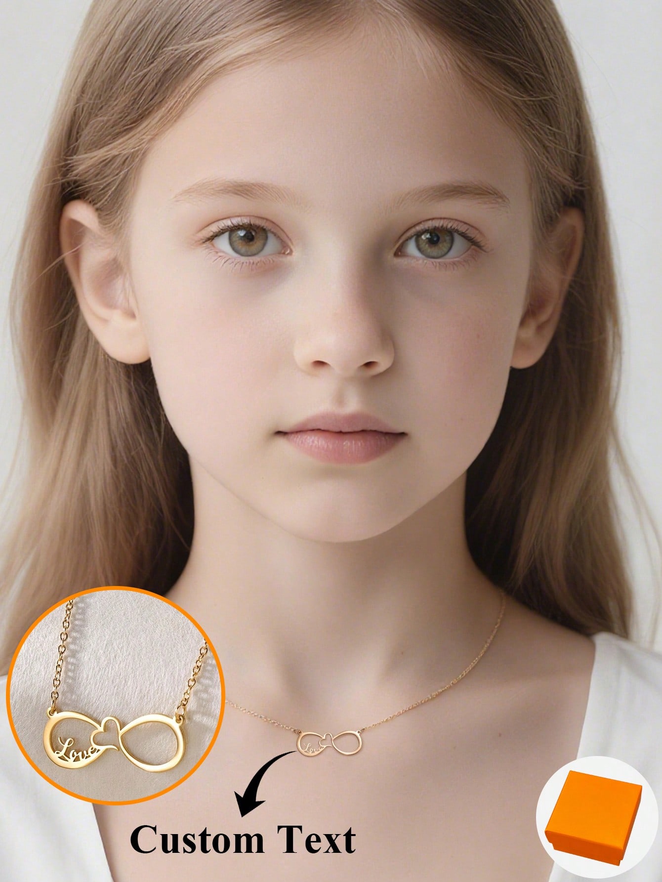 Personalized Infinity Heart Name Necklace, Gold Stainless Steel Fashion Pendant Jewelry for Women