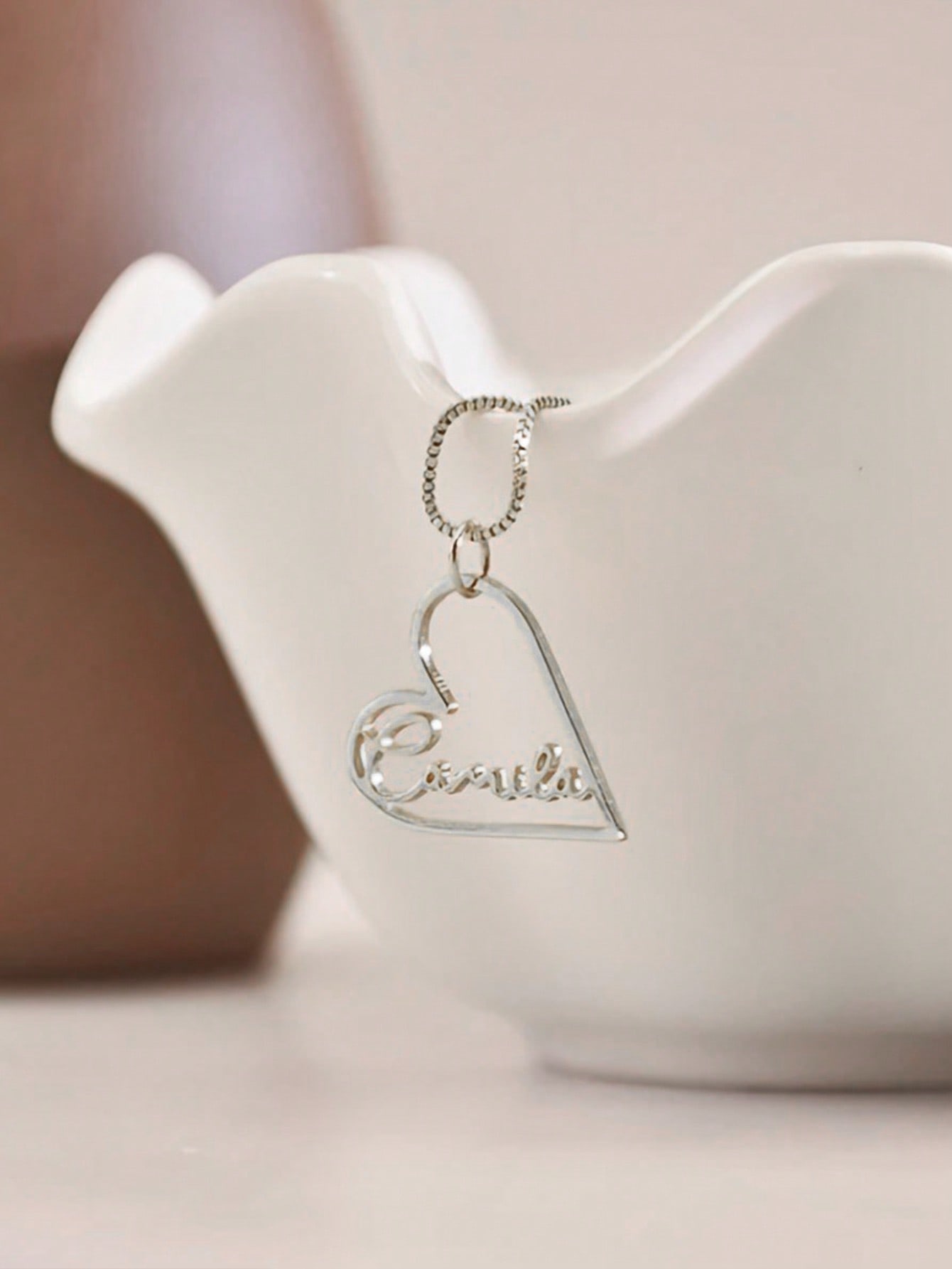 Custom Stainless Steel Heart Necklace, 18K Gold Plated Personalized Name Boho Unisex Jewelry