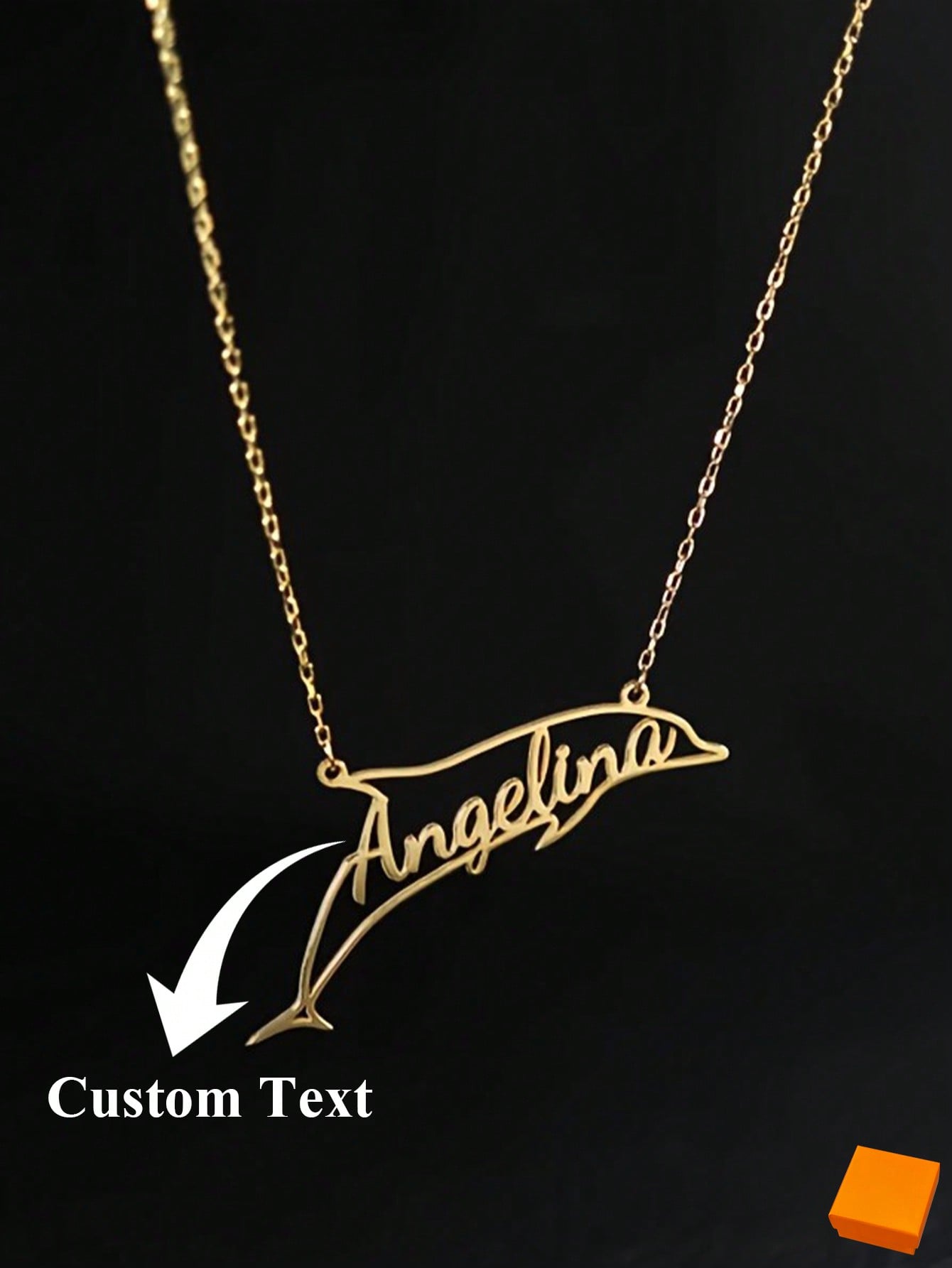 Custom Engraved Stainless Steel Dolphin Pendant Necklace, Boho Minimalist Ocean Jewelry for Women