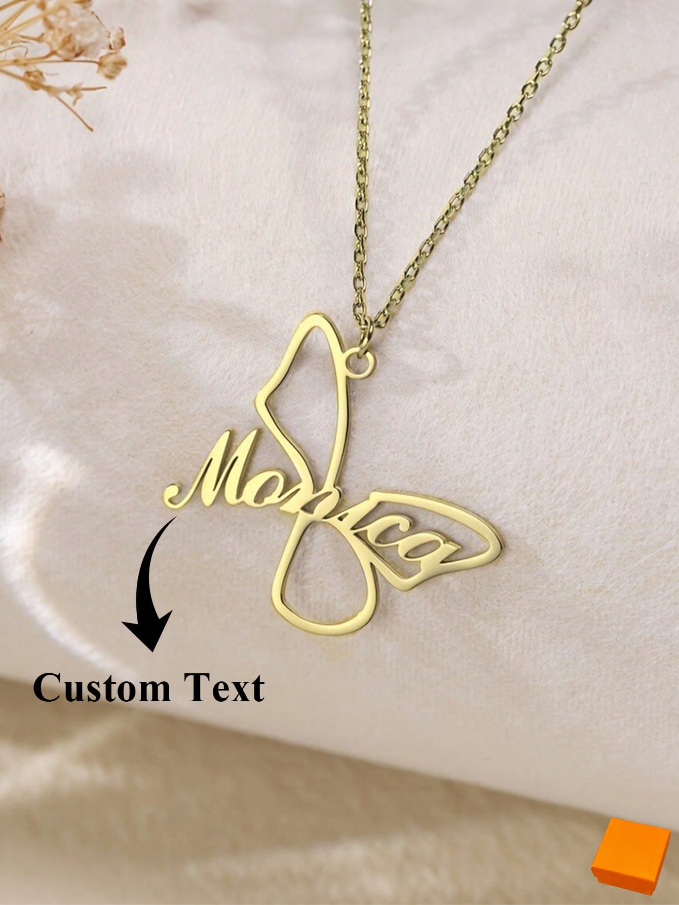 Custom Big Butterfly Name Necklace, Minimalist Hollow Engraved Name Pendant for Women