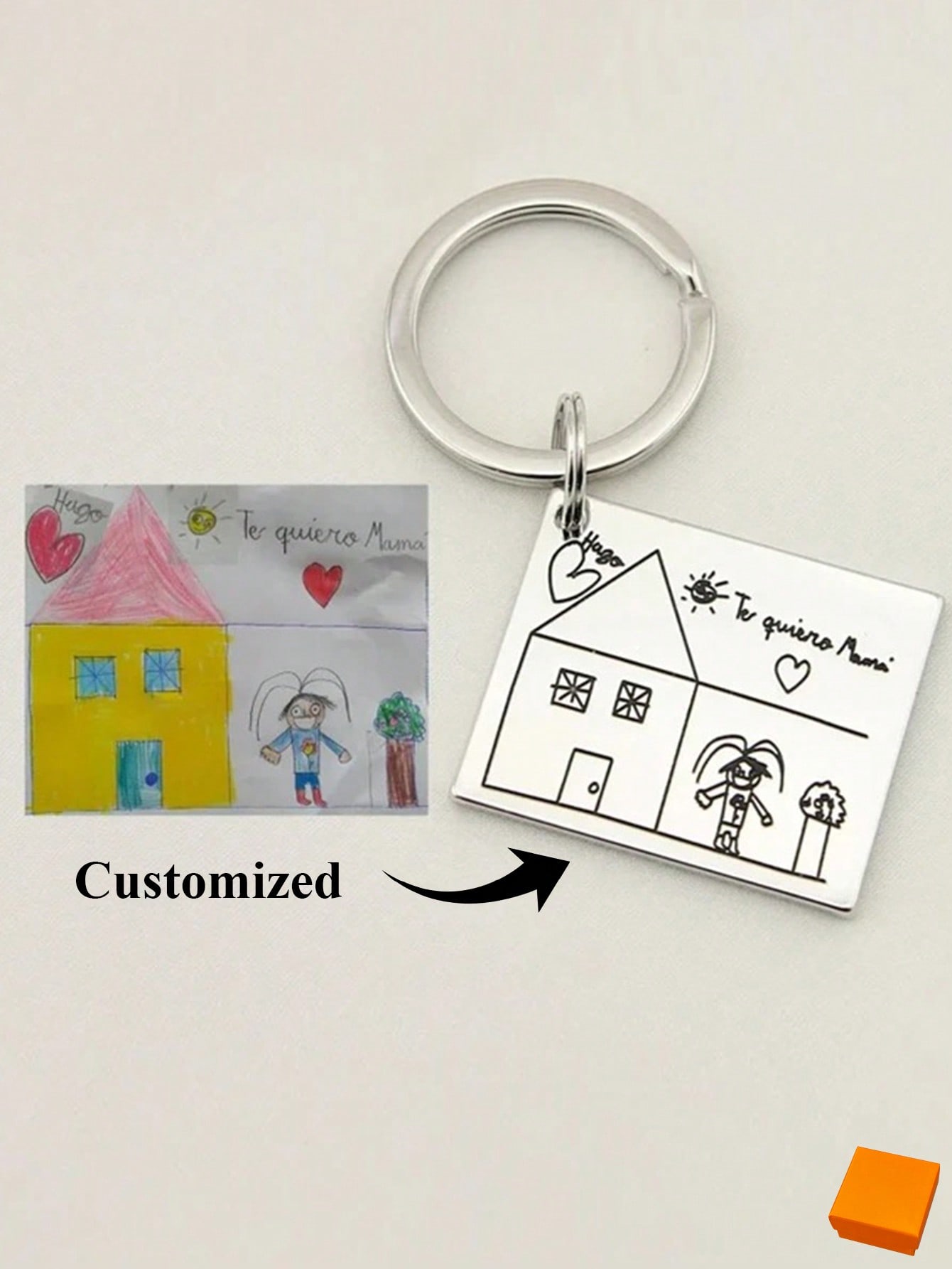 Exquisite Custom Kids Cartoon Hollow Pendant Keychain, Stainless Steel Photo Logo Keychain Gift