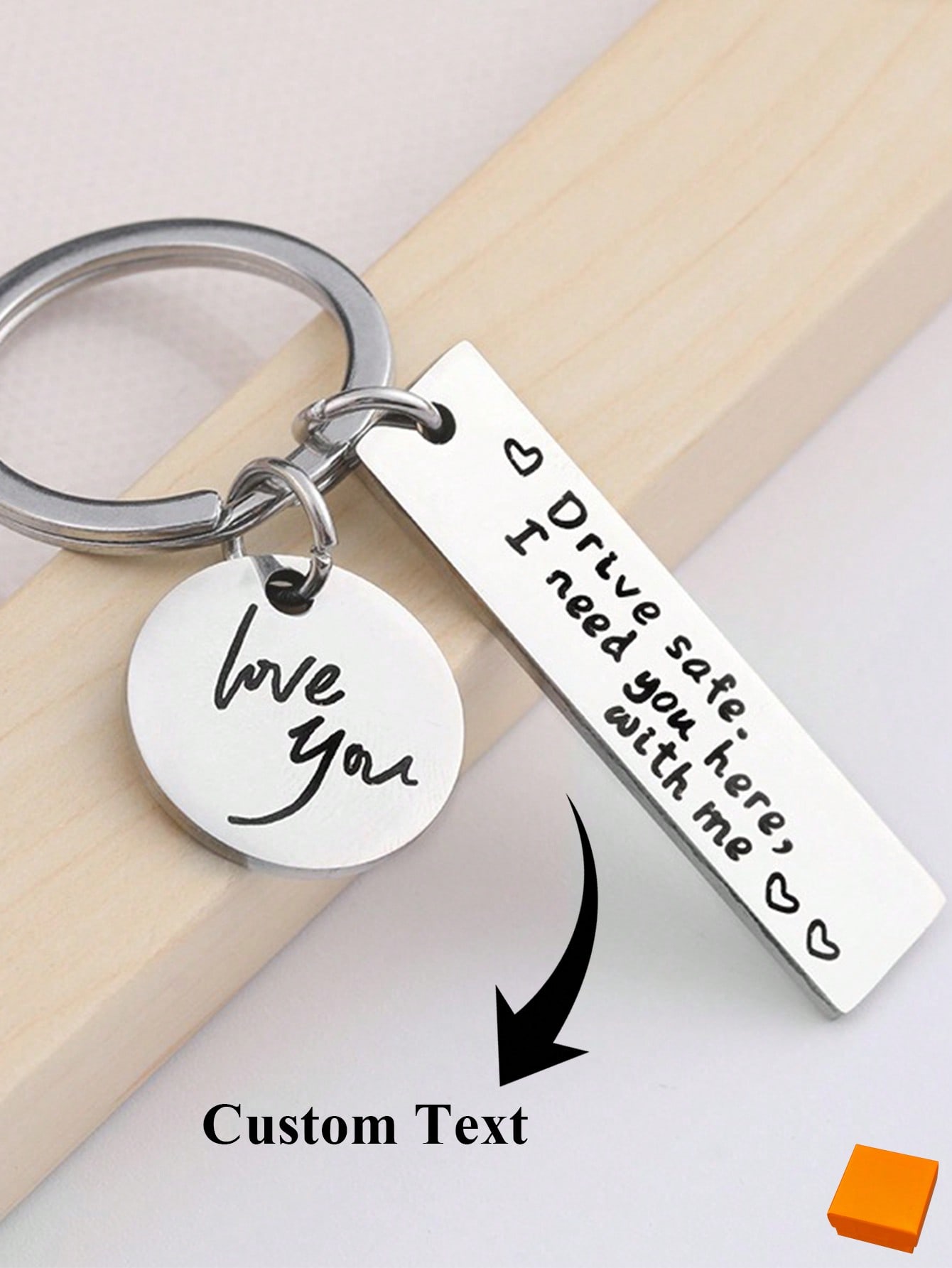 Hot Sale Personalized Couple Keychain, Drive Safe Black Stainless Steel Engraved Key Ring