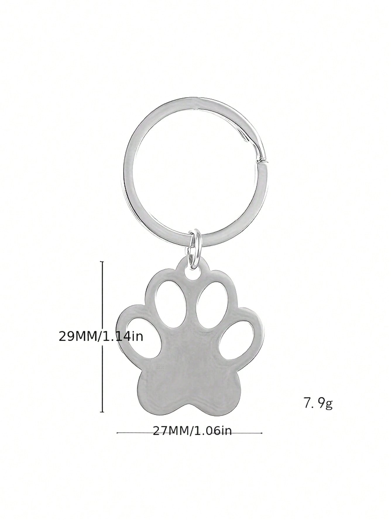 Personalized Engraved Cat Paw Keychain, Stainless Steel Custom Gift for Pet Lovers Unisex