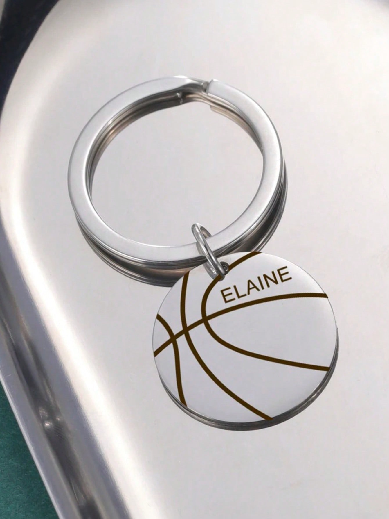 Basketball Custom Engraved Keychain, Stainless Steel Sports Pendant Gift for Father and Boys