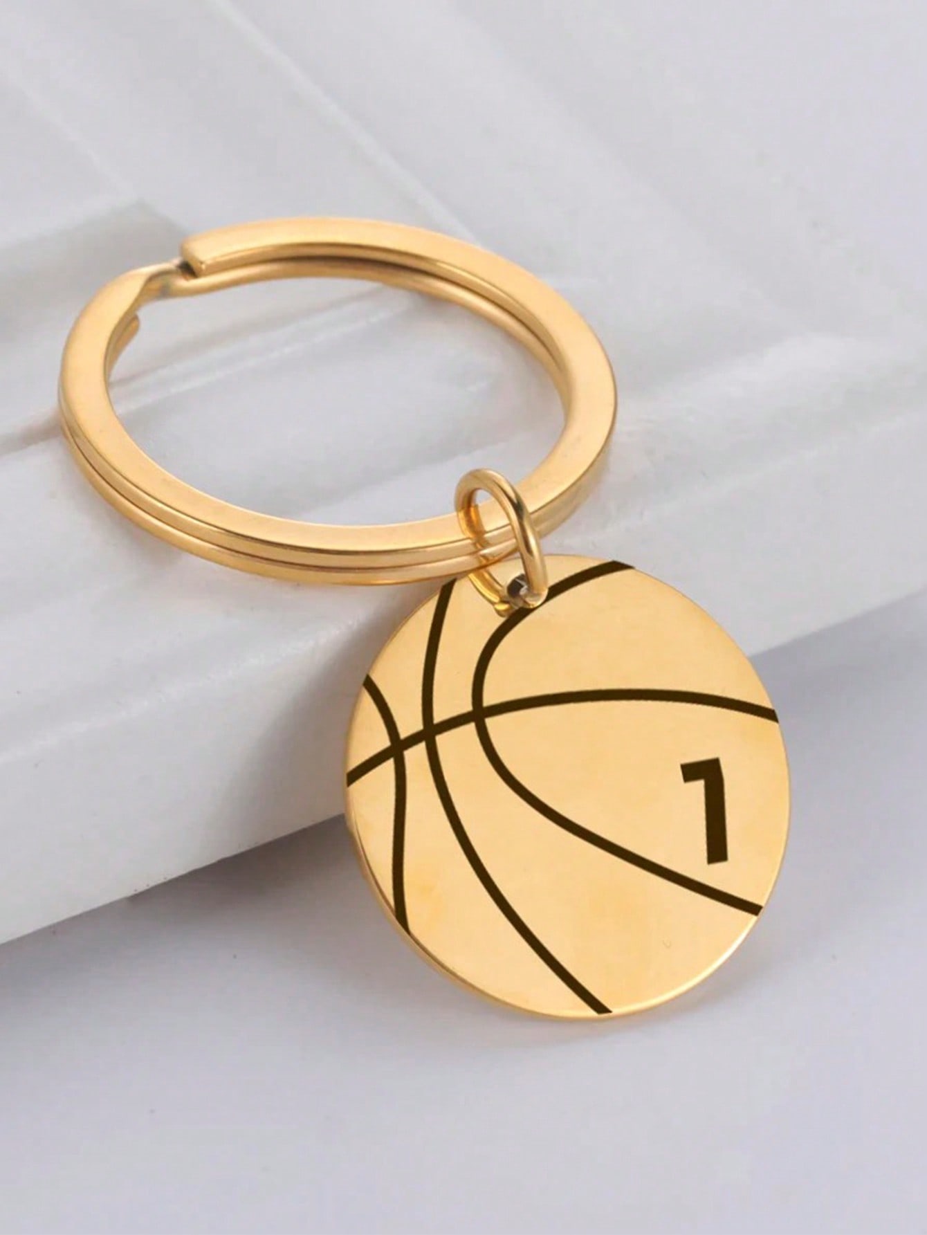 Basketball Custom Engraved Keychain, Stainless Steel Sports Pendant Gift for Father and Boys