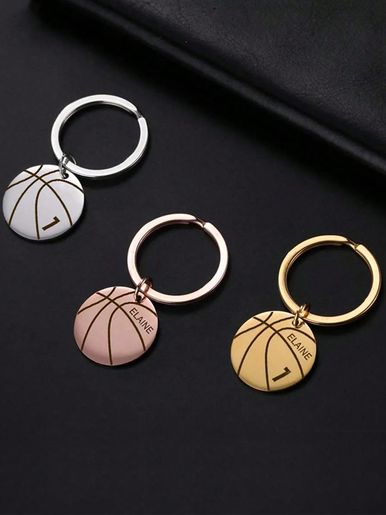 Basketball Custom Engraved Keychain, Stainless Steel Sports Pendant Gift for Father and Boys
