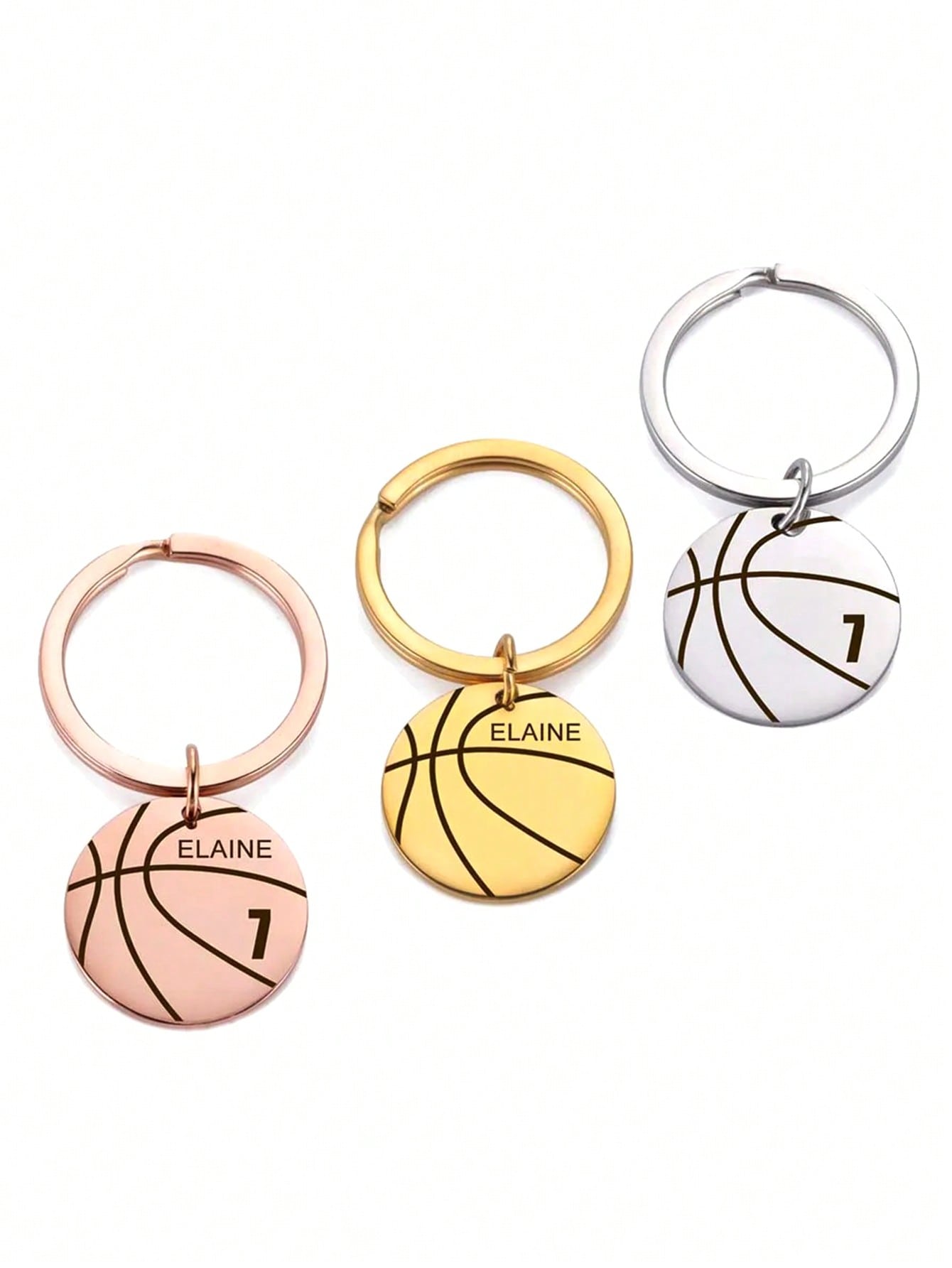 Basketball Custom Engraved Keychain, Stainless Steel Sports Pendant Gift for Father and Boys