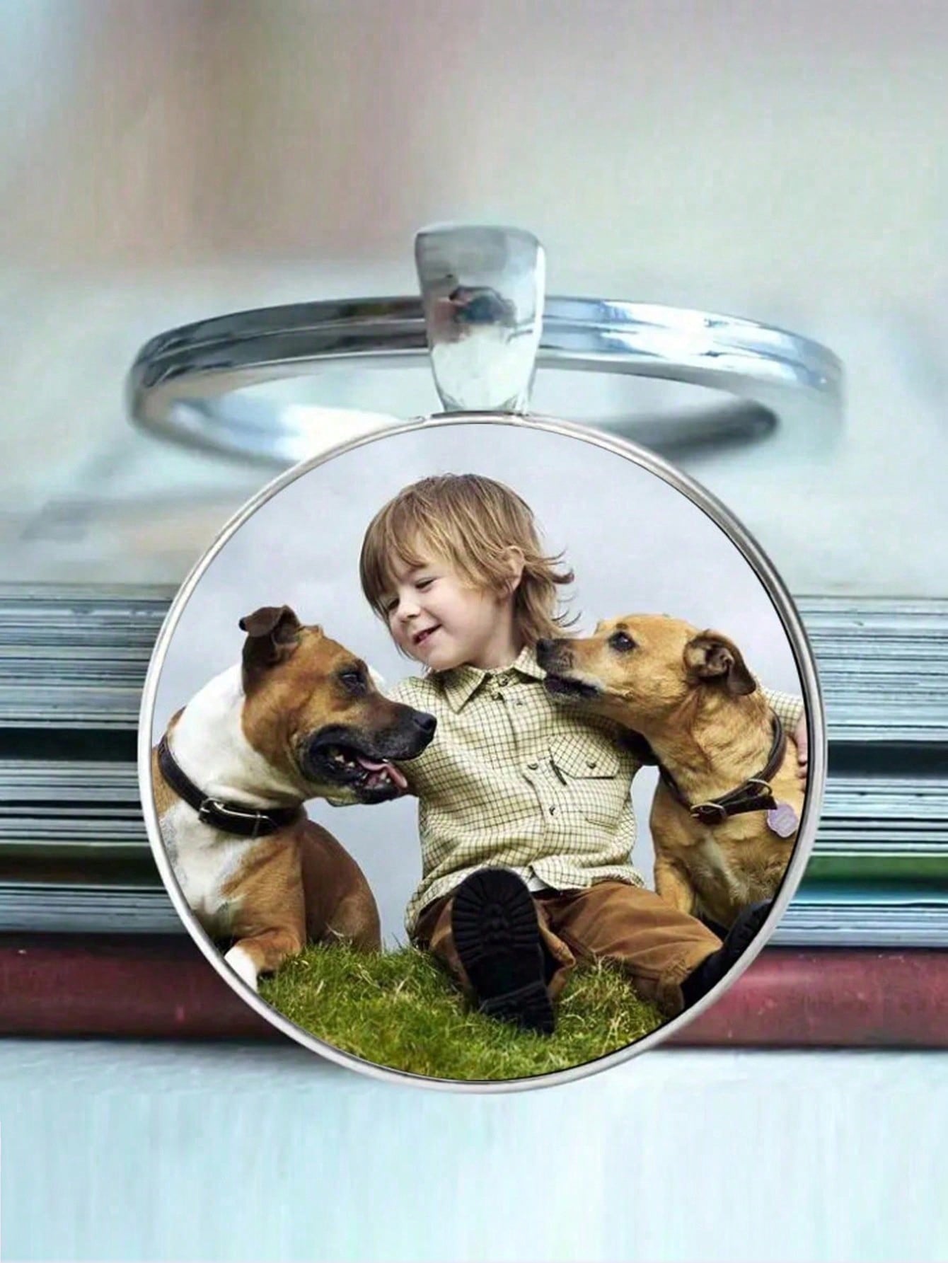 Personalized Photo Glass Keychain Custom Picture Letter Pendant for Kids Adults Gift