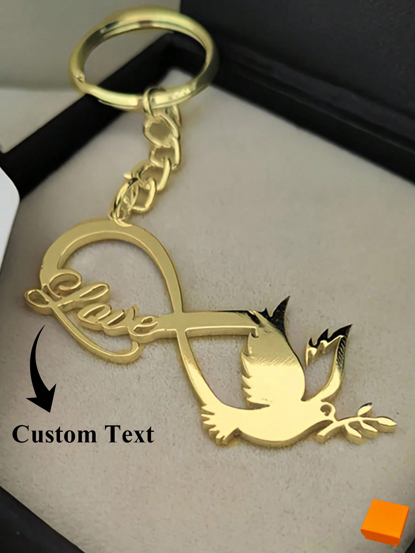 Personalized Dove Keychain, Stainless Steel Infinity Engraved Name Key Ring Fashion Jewelry for Women