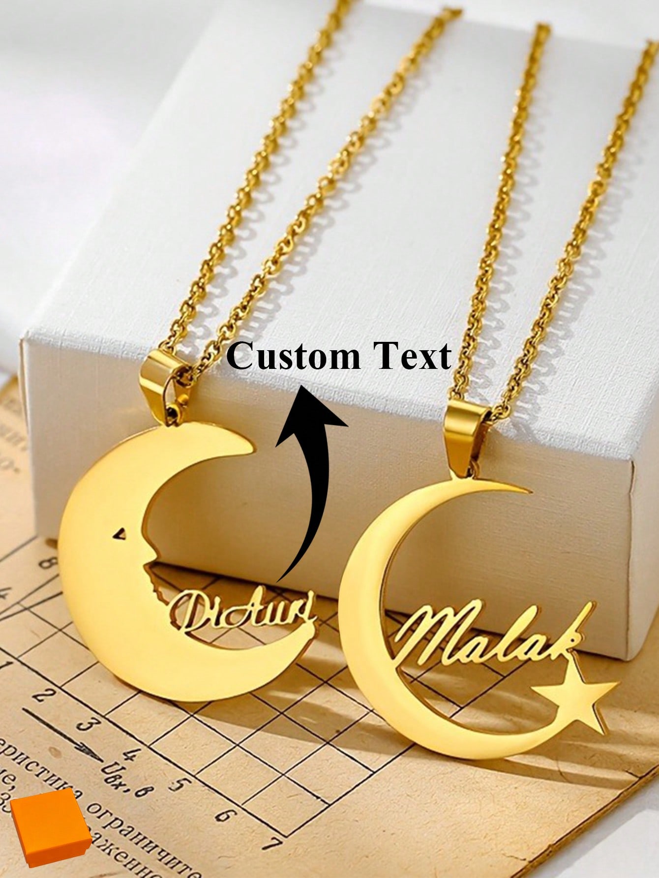 Custom Name Crescent Moon Necklace, Handmade Stainless Steel Celestial Jewelry for Women