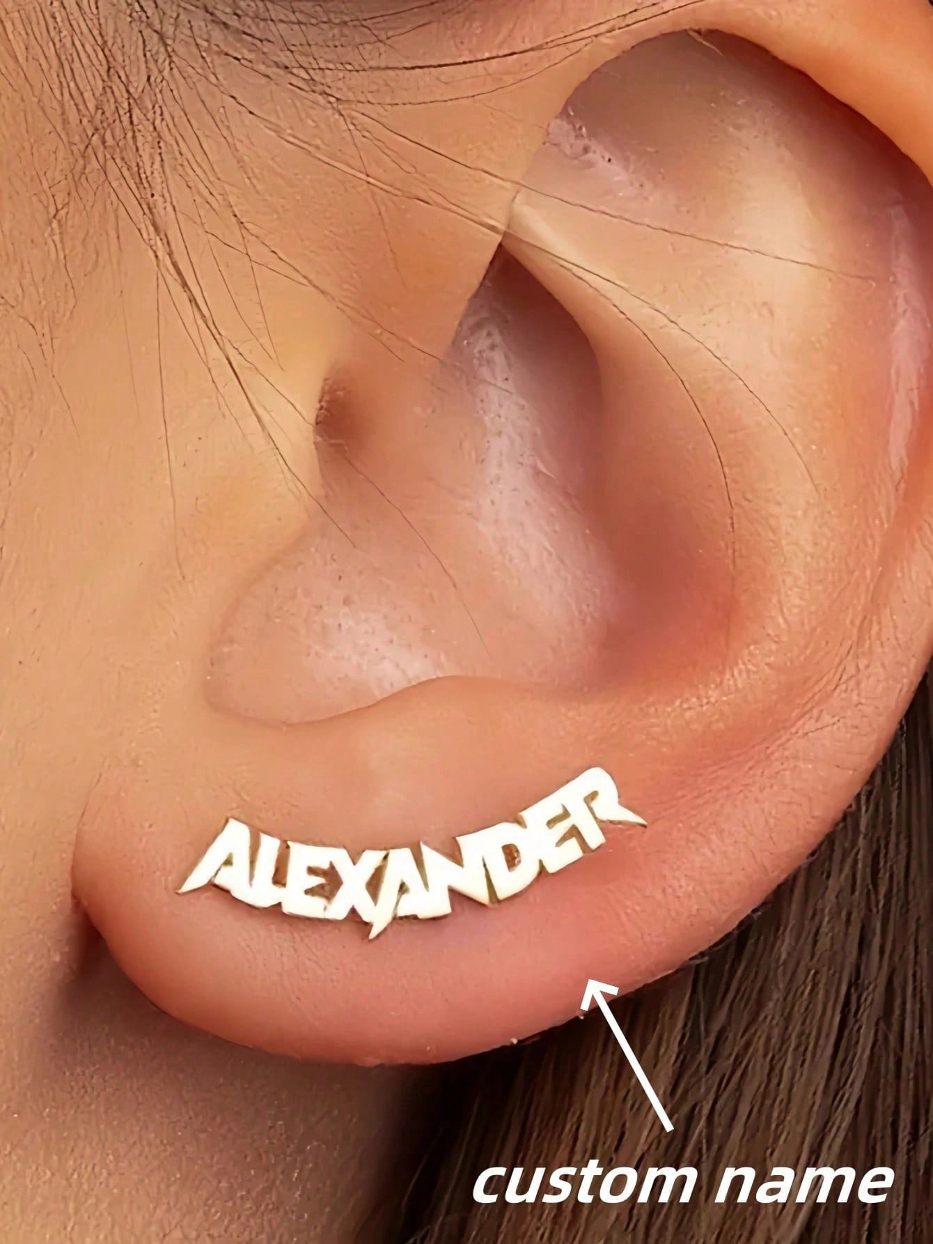Silver Custom Name Stud Earrings,Y2K Hip Hop Personalized Letter Earrings Unisex Party Gift