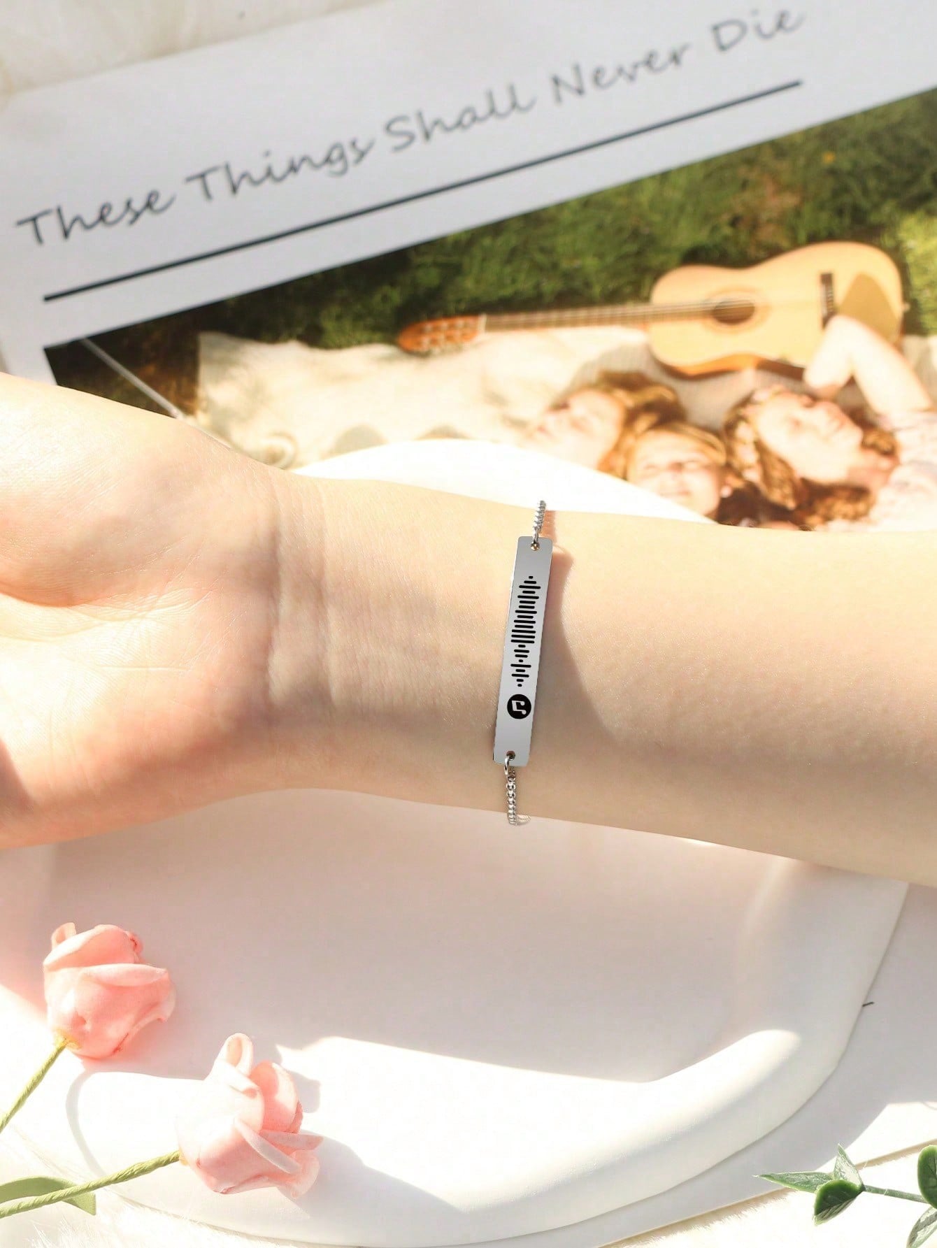Custom Music Adjustable Bracelet,Personalized Song Bracelet Ideal Gift for Women Holiday Daily Wear