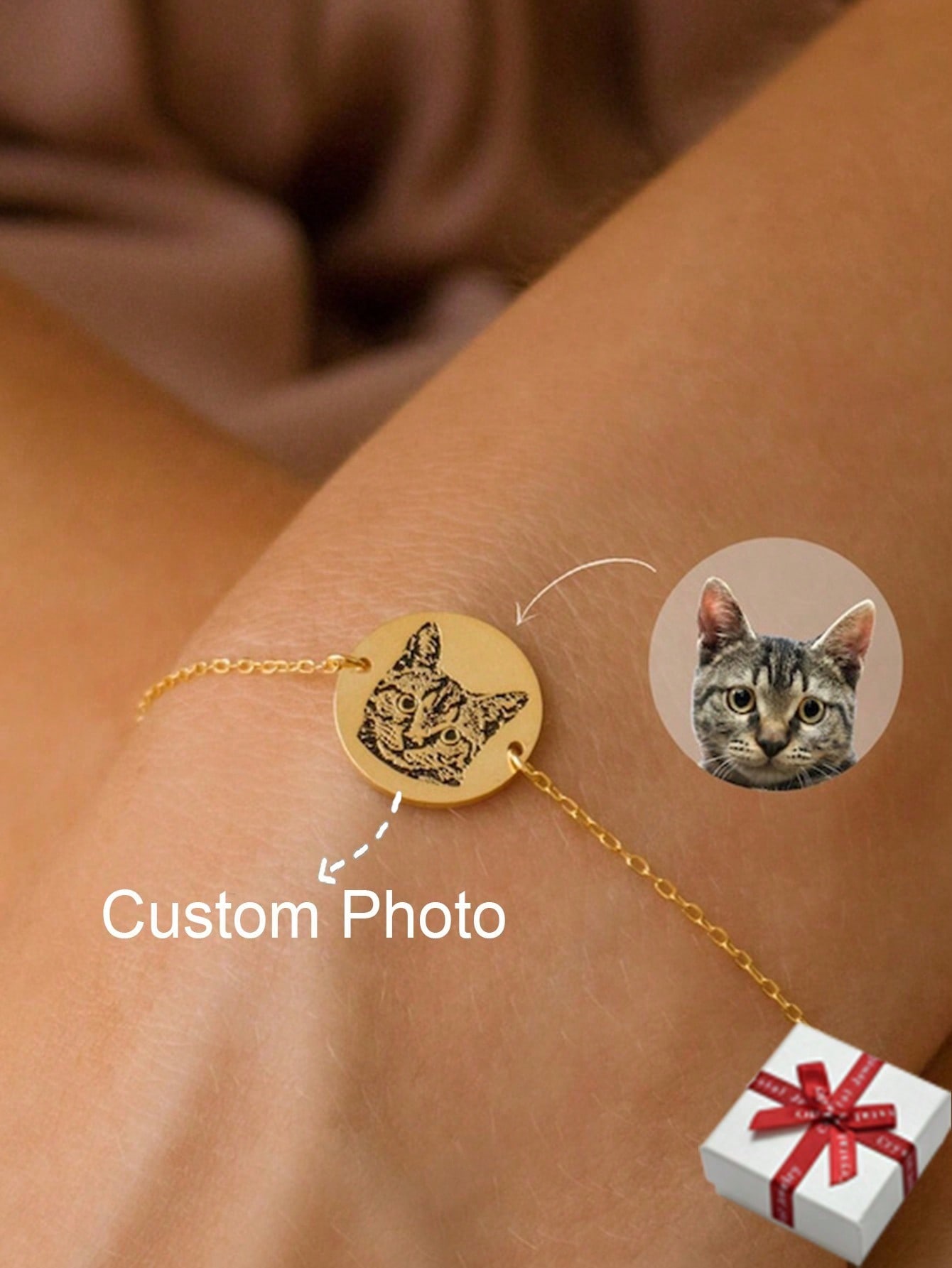 Custom Engraved Pet Dog Photo Bracelet, Boho Stainless Steel Adjustable Jewelry for Pet Lovers