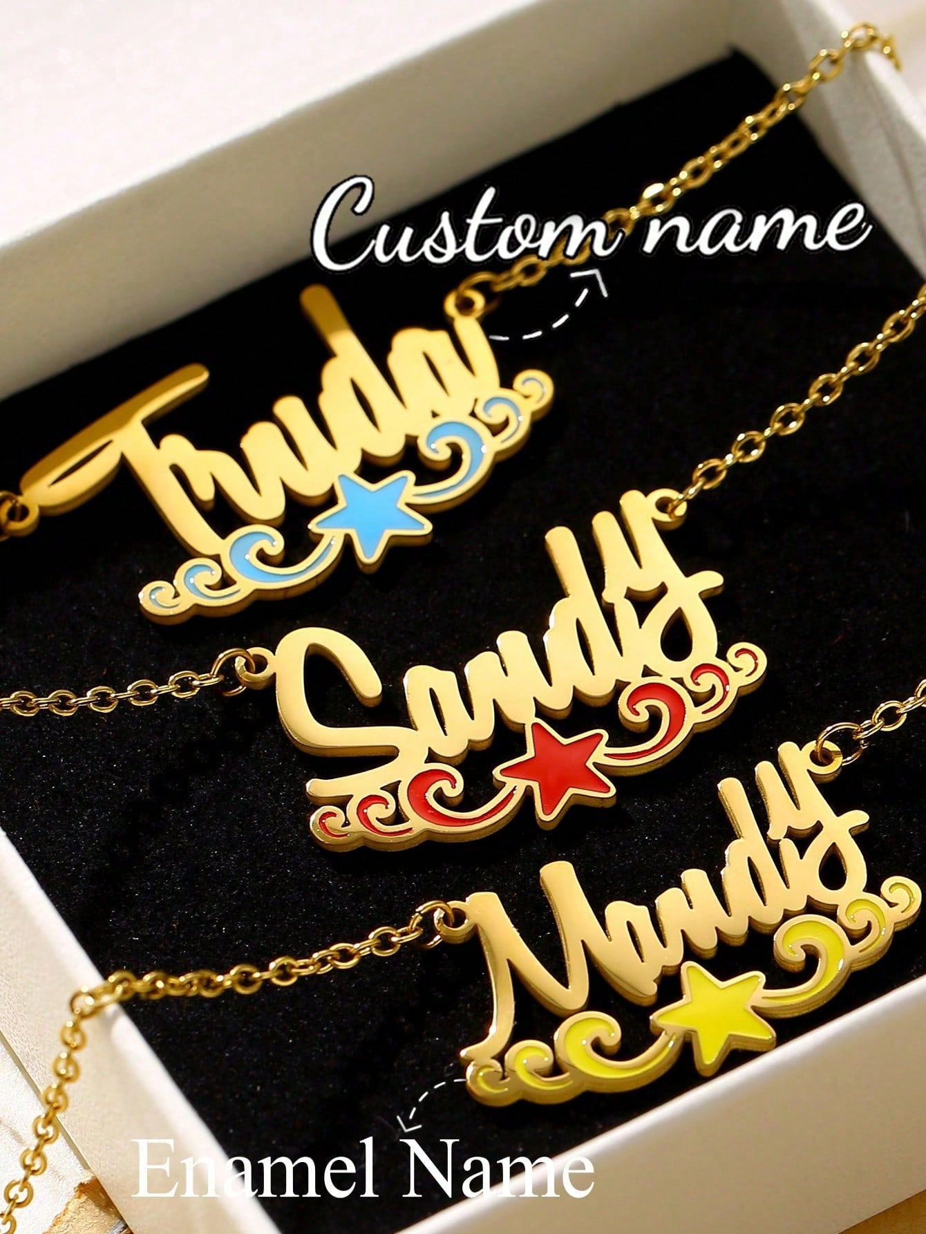 Custom Fashion Engraved Text Necklace, Personalized Jewelry Gift for Men Women Daily Wear