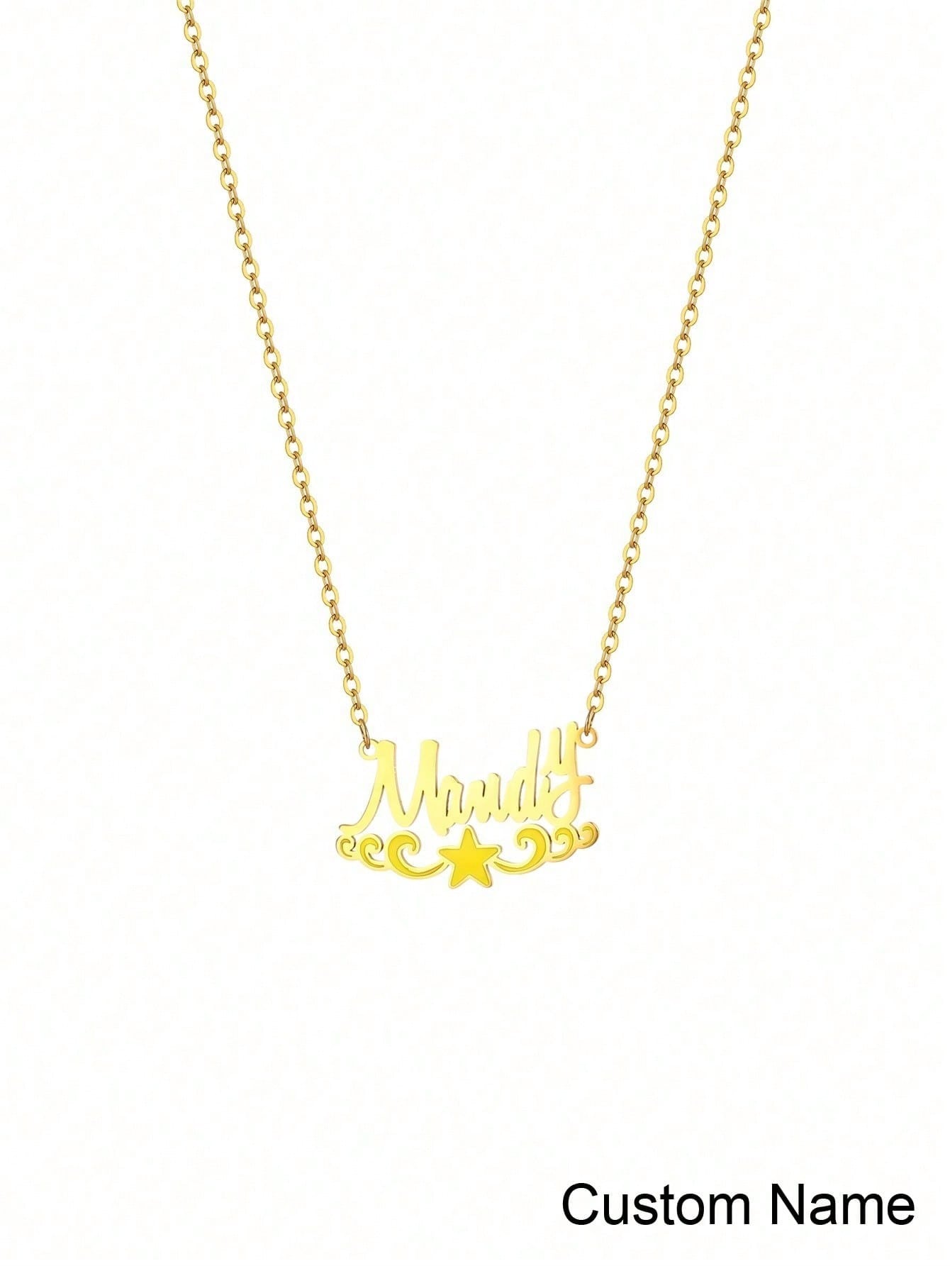 Custom Fashion Engraved Text Necklace, Personalized Jewelry Gift for Men Women Daily Wear