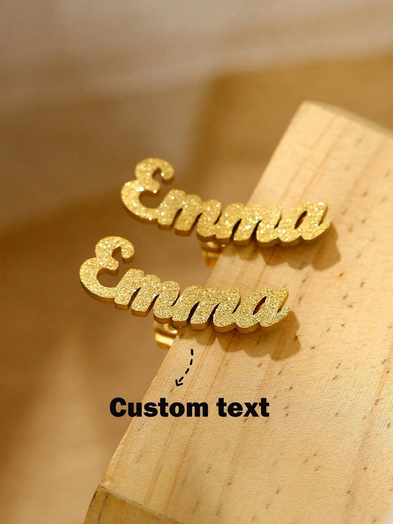 Gold Script Name Hoop Earrings, Bohemian Stainless Steel Custom Earrings for Women Gift