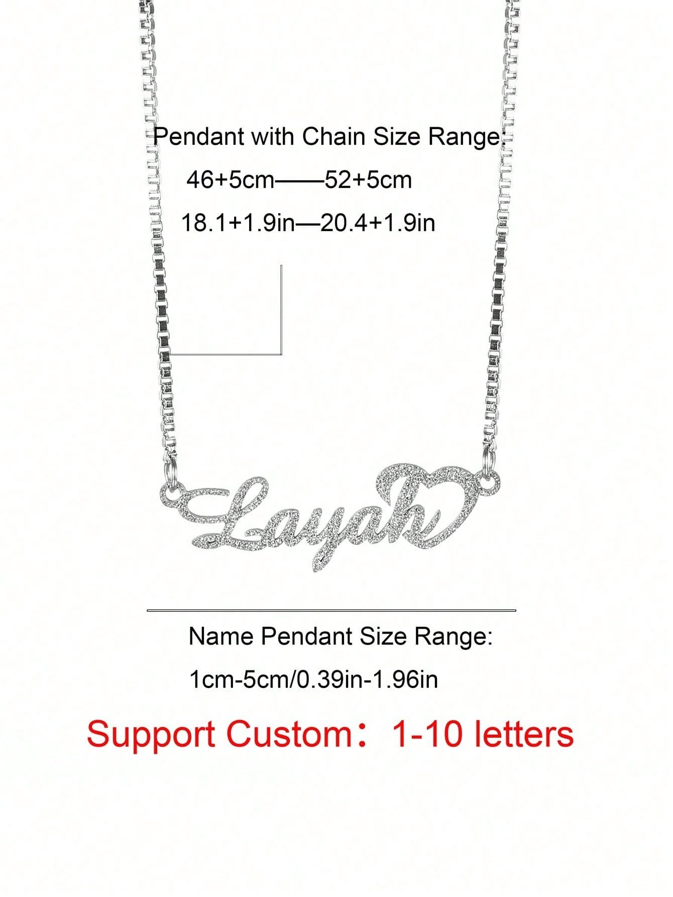 Shiny Frosted Custom Name Necklace, Stainless Steel Half Wrap Love Letter Pendant for Her