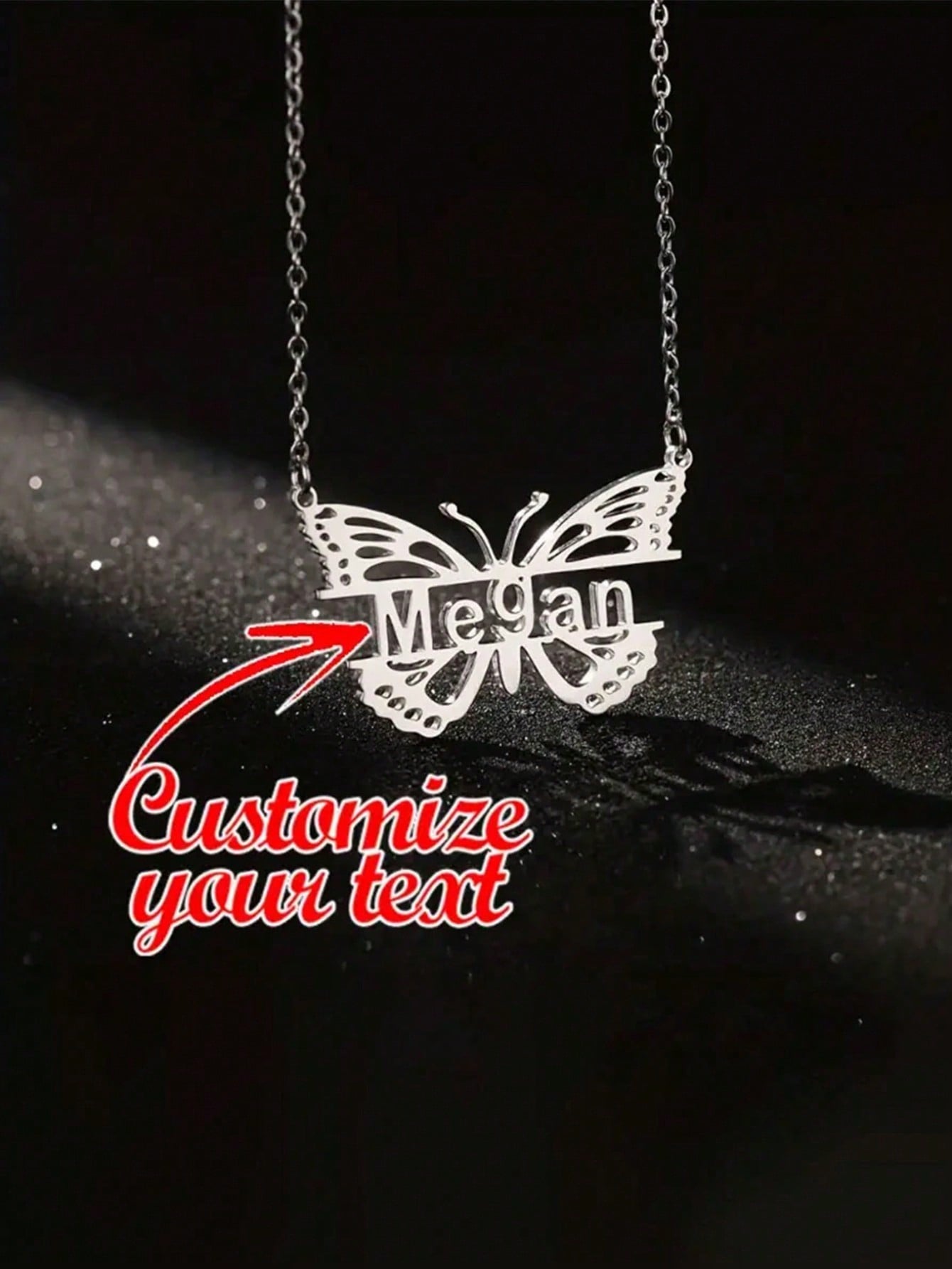 Custom Stainless Steel Necklace, Smiley Face Pendant Engraved Beatricce Name Jewelry for Women