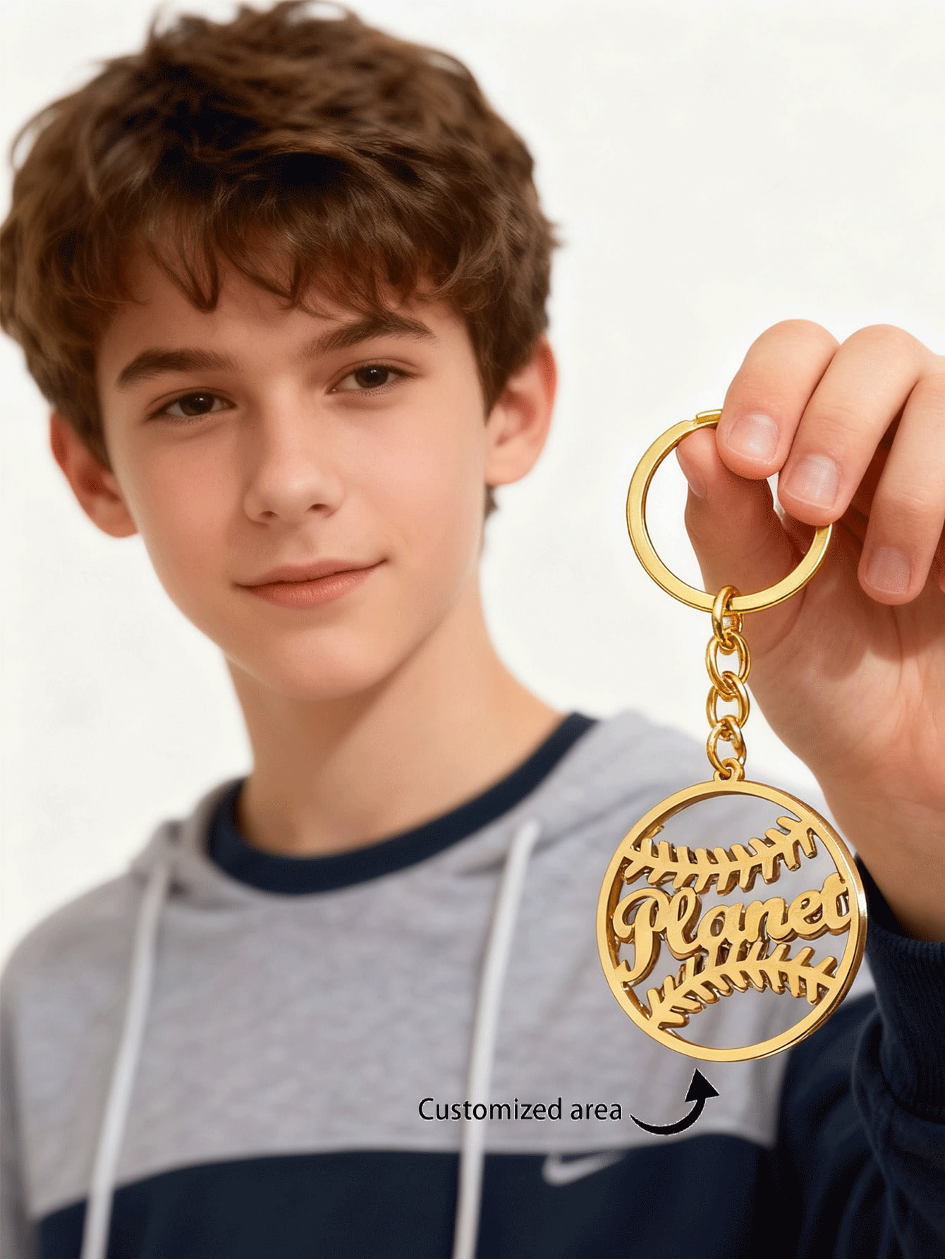 Olive Branch Double Layer Stainless Steel Keychain,18K Gold Plated Custom Engraved Unisex Jewelry