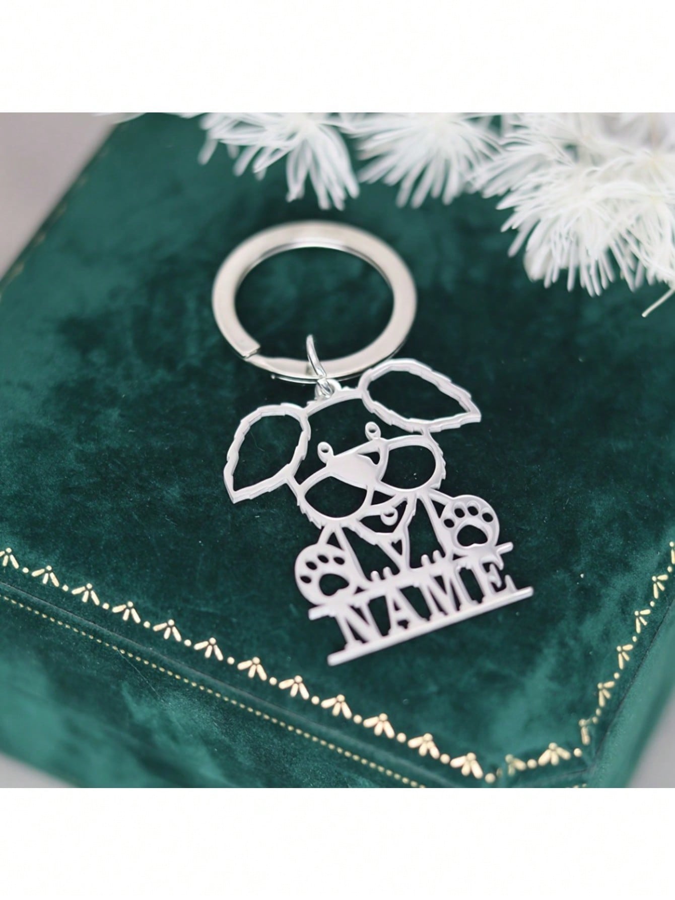 Custom Dog Shape Keychain Without Chain, Engraved Stainless Steel Personalized Gift for All Occasions