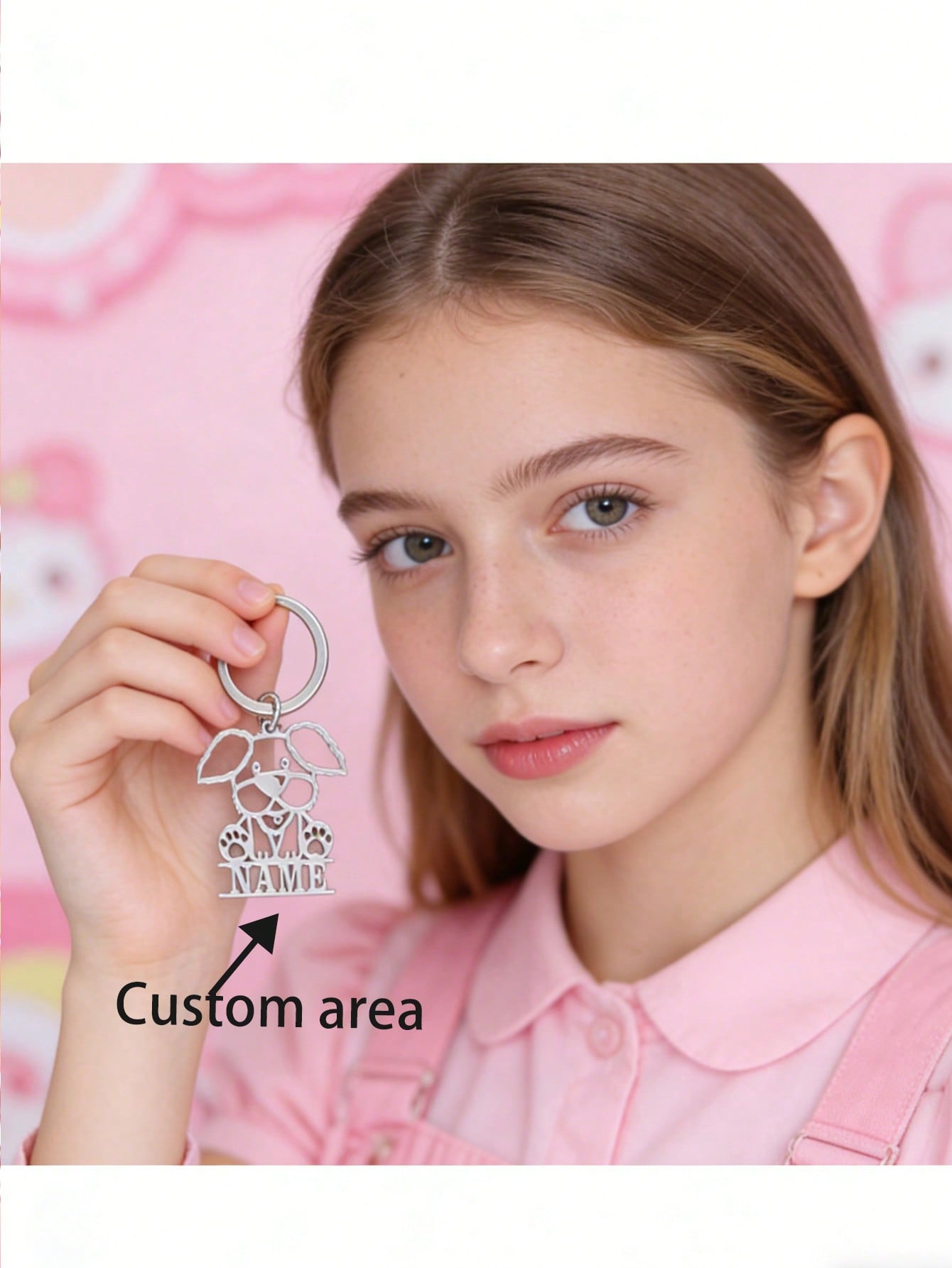 Custom Dog Shape Keychain Without Chain, Engraved Stainless Steel Personalized Gift for All Occasions