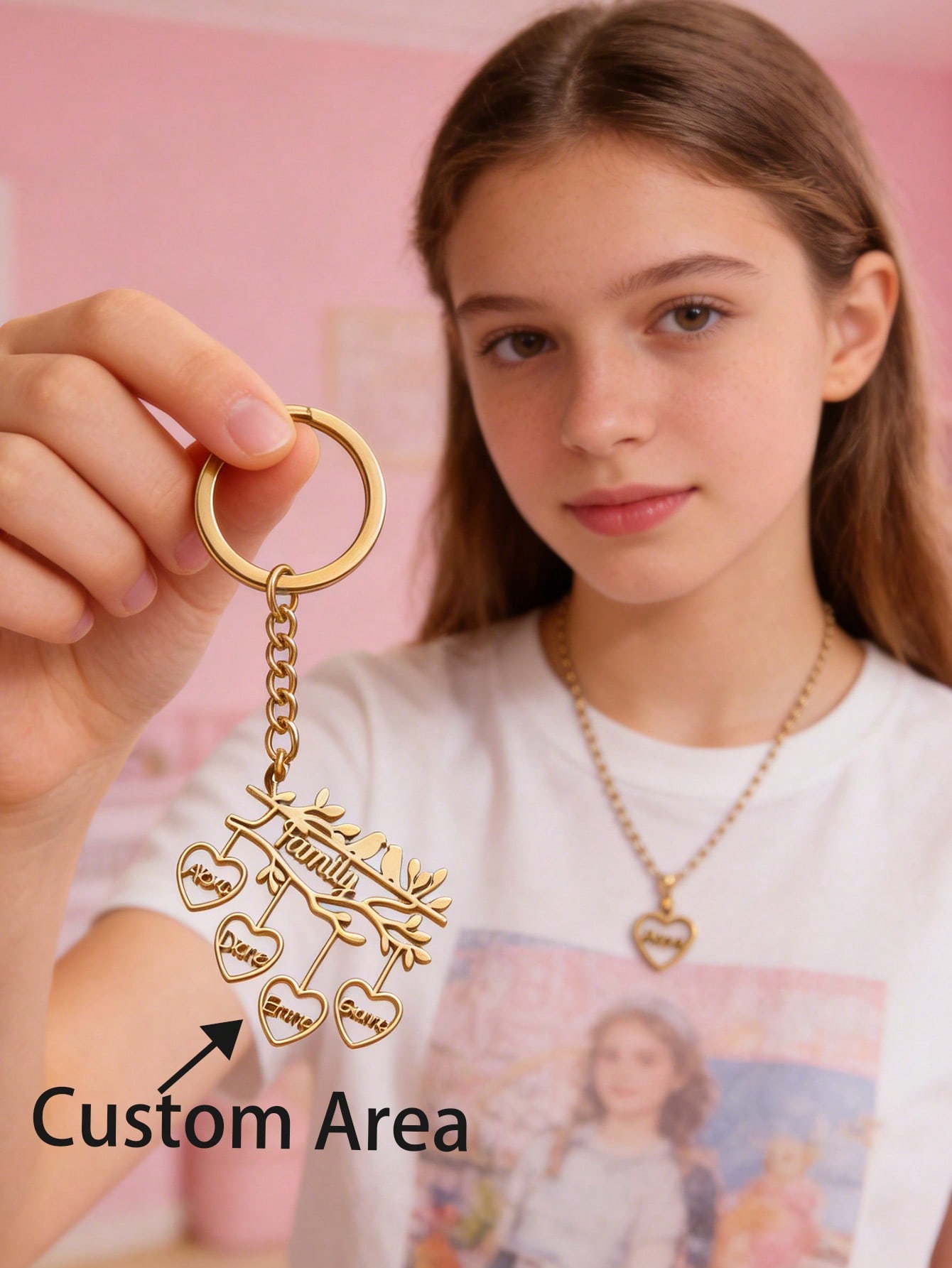 Hip Hop Hollow Out Keychain with Chain, Personalized Engraved Name Letter Fashion Pendant