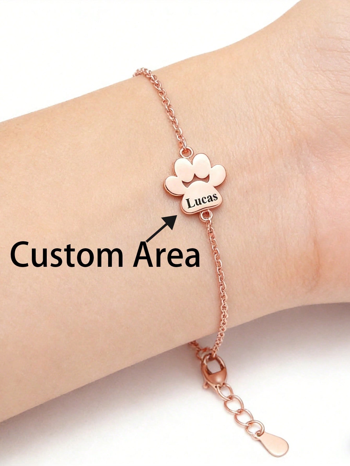 Custom Pet Paw Print Cuban Link Bracelet, Laser Engraved Name DIY Unisex Jewelry Gift