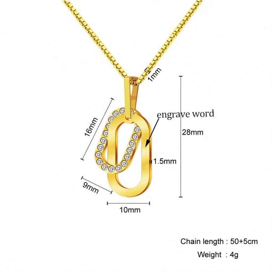 365 Styles Custom Engraved Geometric Zircon Pendant Necklace Delicate Clavicle Chain Jewelry Gift for Women