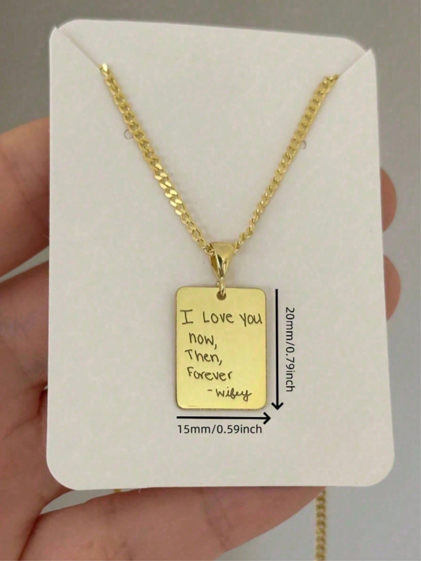 Custom Handwriting Necklace,18K Gold Engraved Pendant Personalized Signature Jewelry Gift