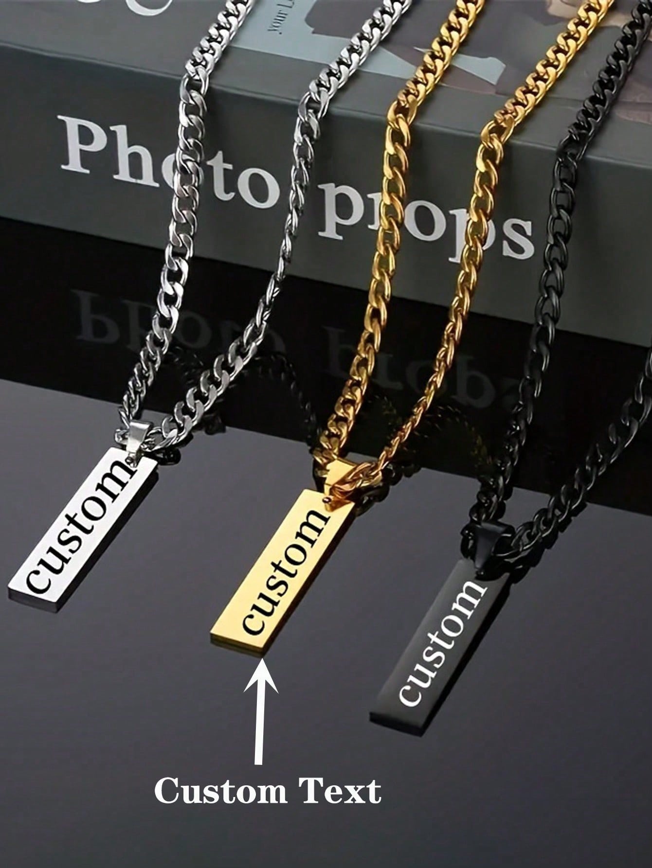 Custom Letter Necklace for Kids, Solid Color Engraved Personalized Pendant Jewelry Gift for Boys Girls