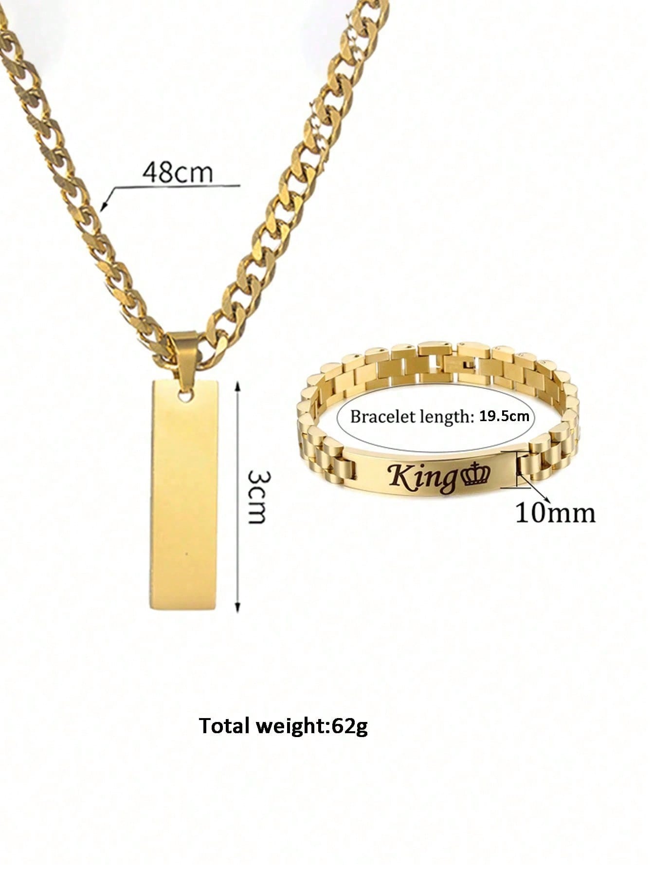 Custom Engraved Name Necklace & Bracelet Set,10mm Stainless Steel Cuban Chain Jewelry Gift