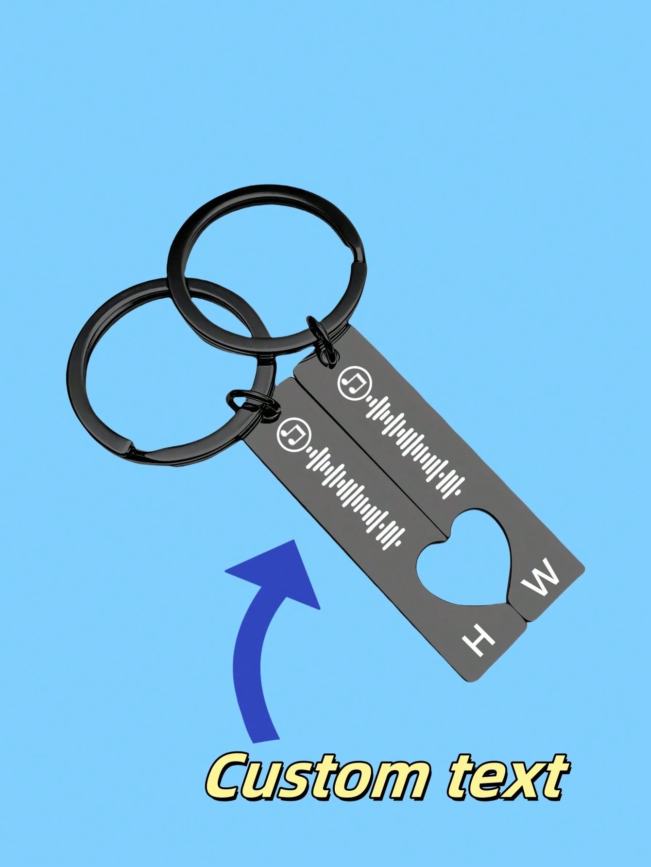 QR Code Music Keychain, Custom Spotify Song Engraved Personalized Key Ring