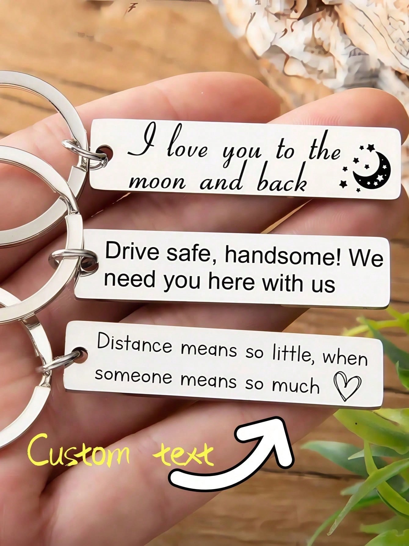 Personalized Engraved Stainless Steel Keychain Custom Name Key Ring for Men Women Kids