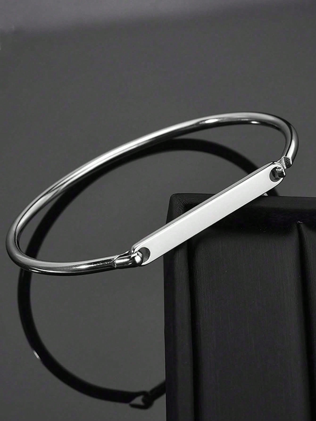 Custom Engraved Stainless Steel Pendant Bracelet, Personalized Jewelry Gift for Couple & Family