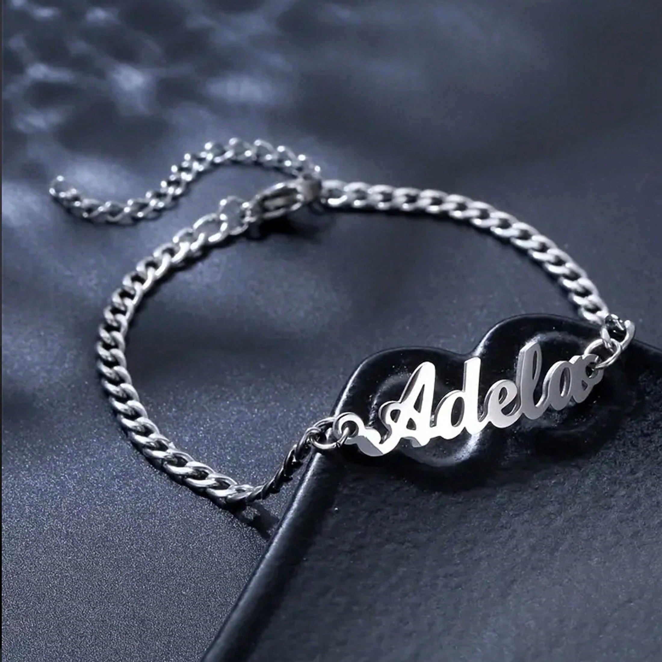 Custom Name Men's Stainless Steel Adjustable Pendant Bracelet Gold Rose Gold Couple Birthday Gift