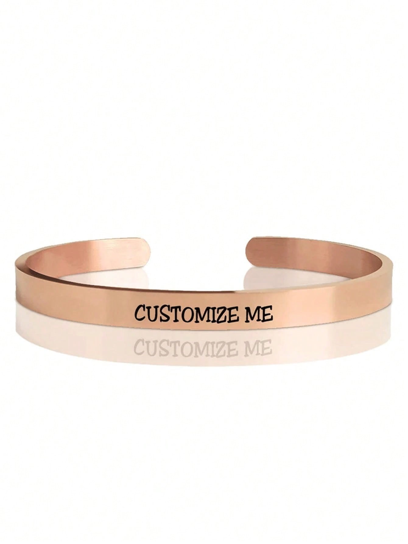 18K Hollow Engraved Bracelet Roman Number Name Bangle Rose Gold Silver Adjustable for Women