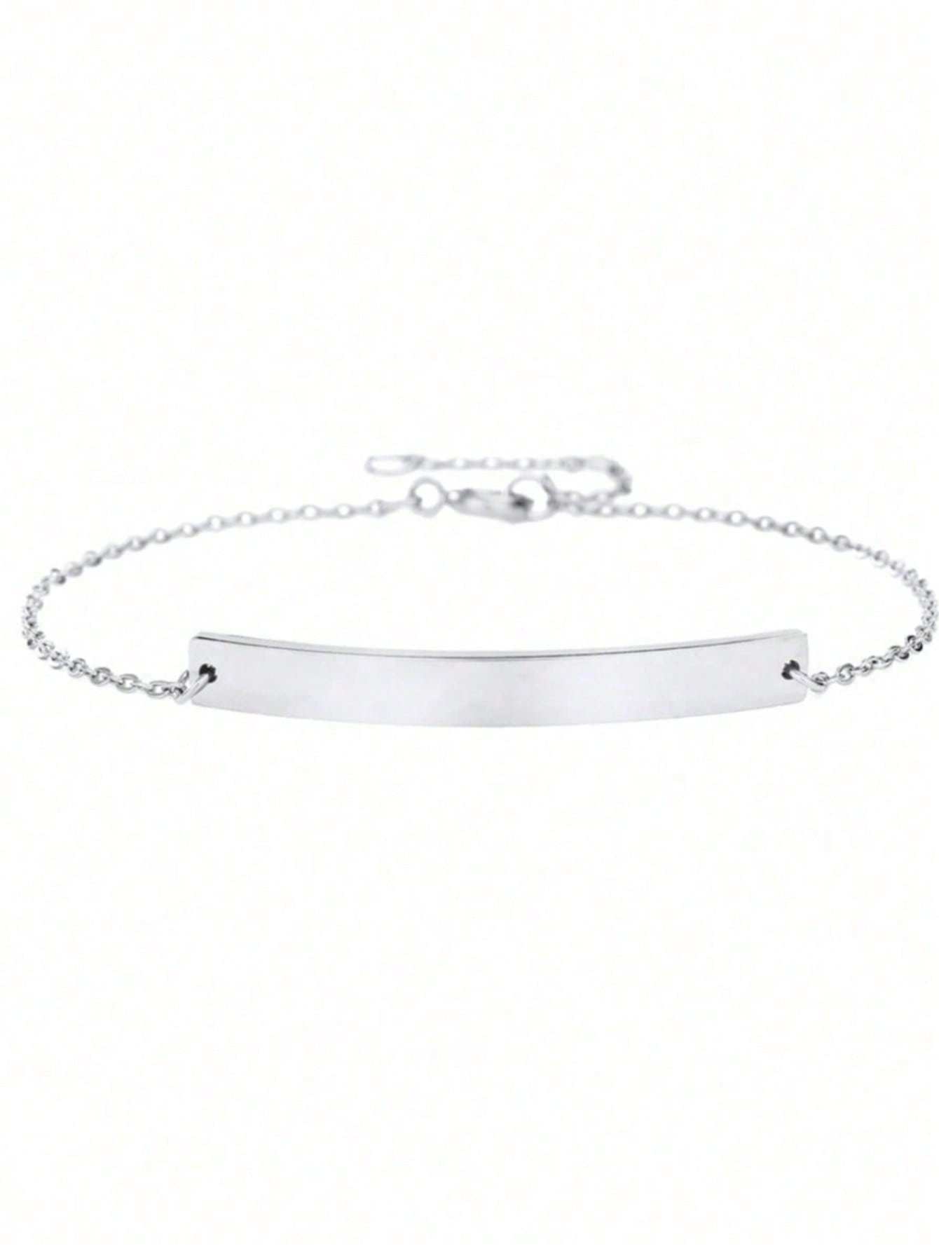 Silver Stainless Steel Curved Bangle Custom Name Date Butterfly Crown Jewelry for All Ages