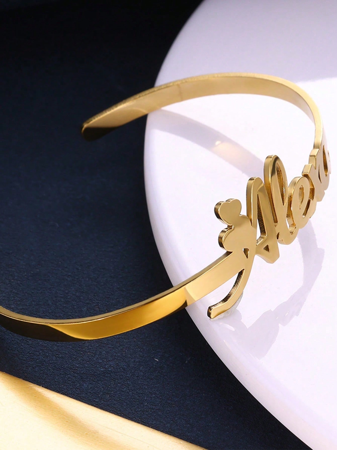 Custom Name Bangle Women Personalized Stainless Steel Jewelry Gift Gold Silver
