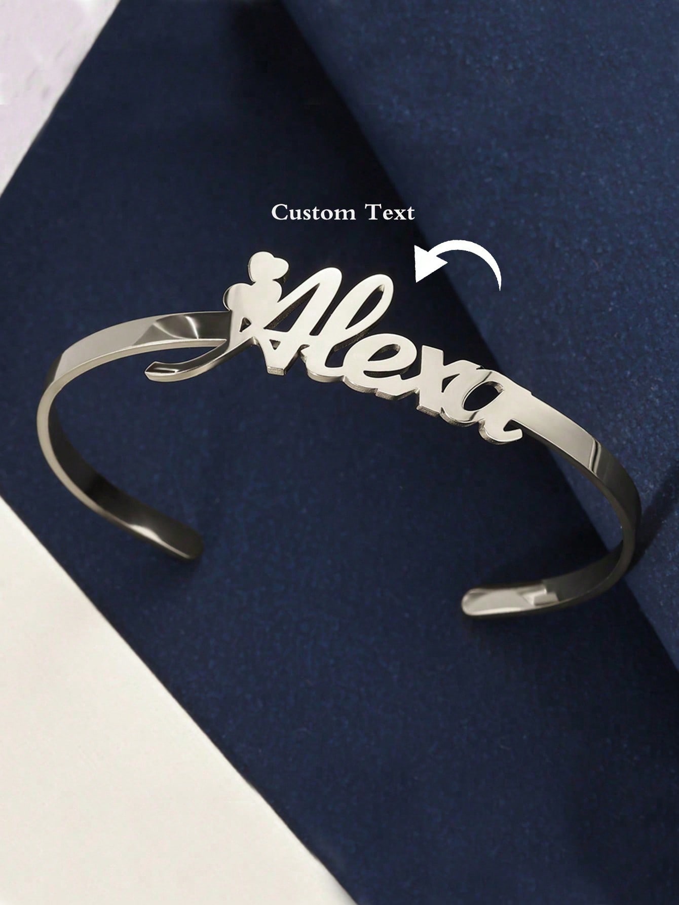 Custom Name Bangle Women Personalized Stainless Steel Jewelry Gift Gold Silver