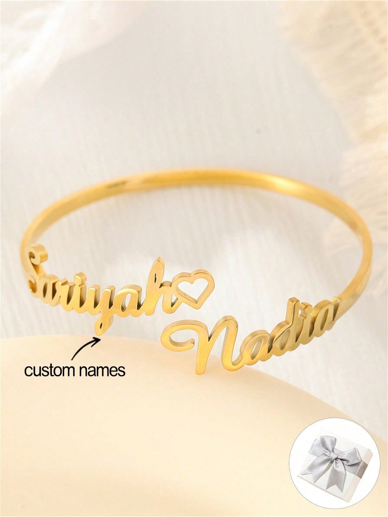 Custom Double Name Couple Bracelet Gold Silver Personalized Jewelry Gift for Women