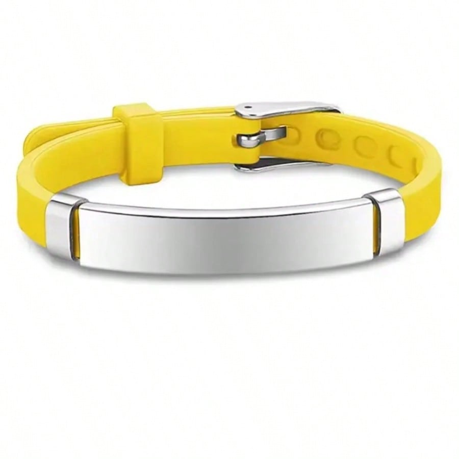 Adjustable Kids Soft Silicone Bracelet Custom Emergency Name Phone Stainless Steel Pendant Wristband