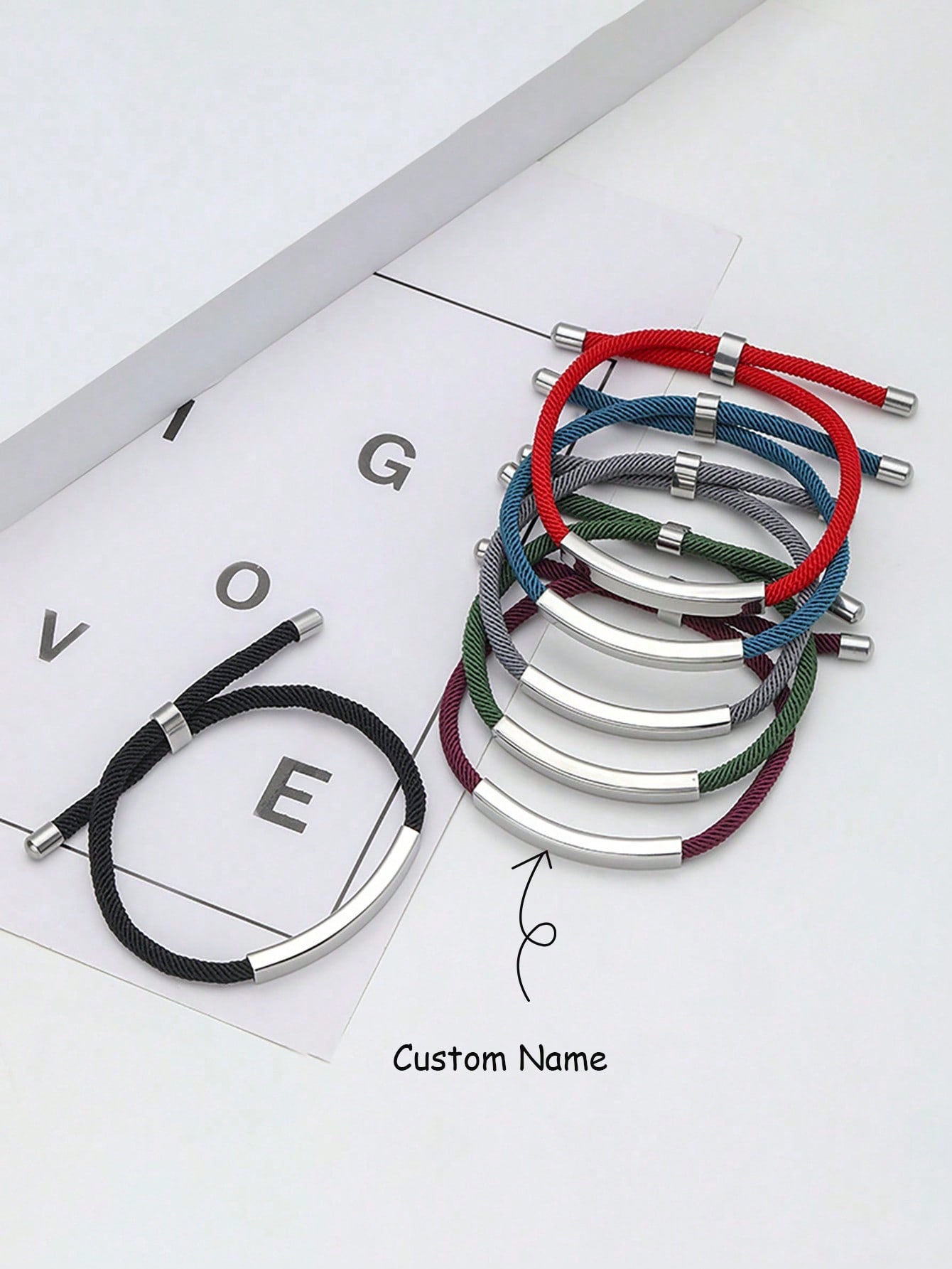 Custom Silver Stainless Steel Minimalist Bracelet Adjustable Retro Hippie Jewelry for Men Women Holiday Gift