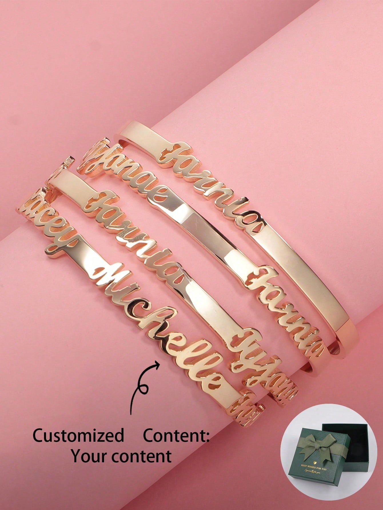 Custom Bar Engraved Name Bracelet Necklace Personalized 1-4 Names Luxury Gift for Festival Anniversary